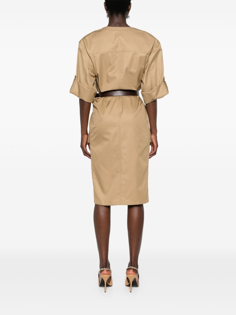 belted cotton twill dress - 4