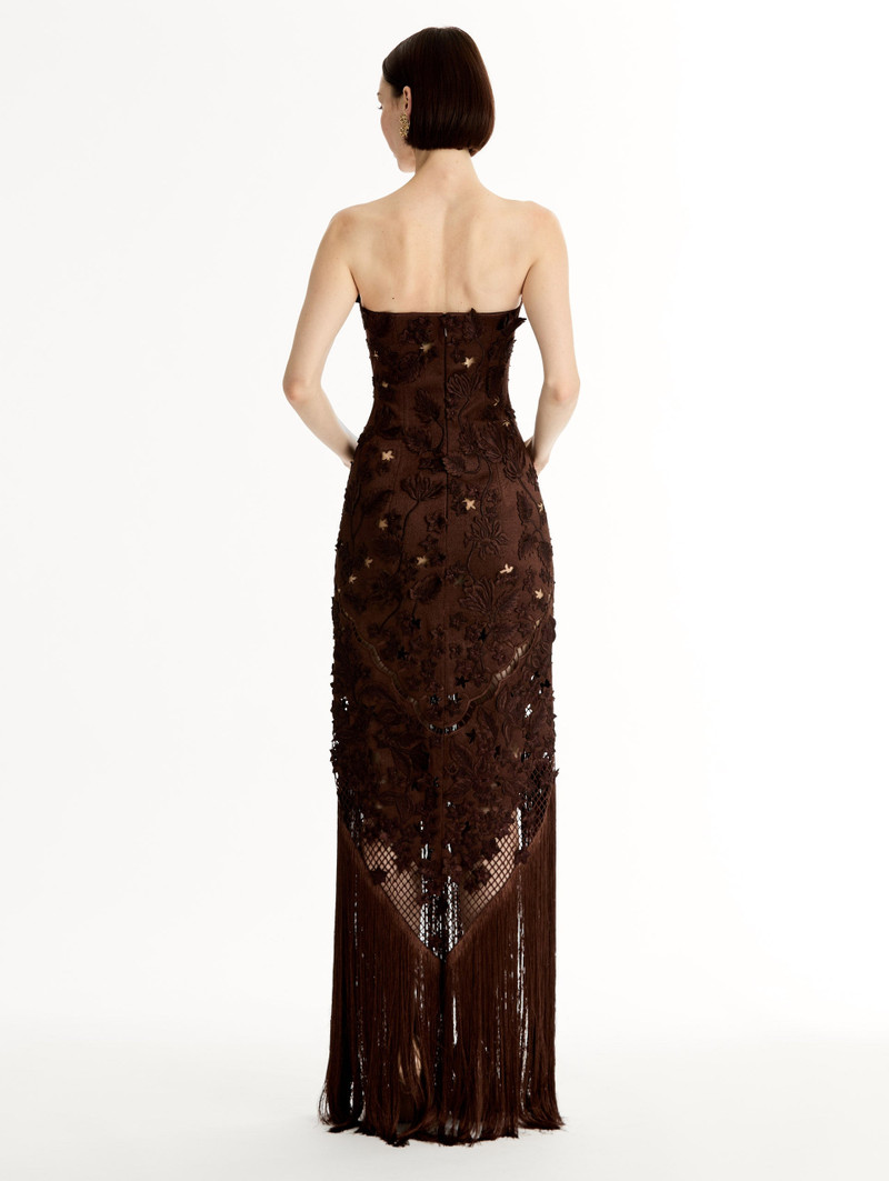 PORCELAIN FLOWER LATTICE FRINGE GOWN 3