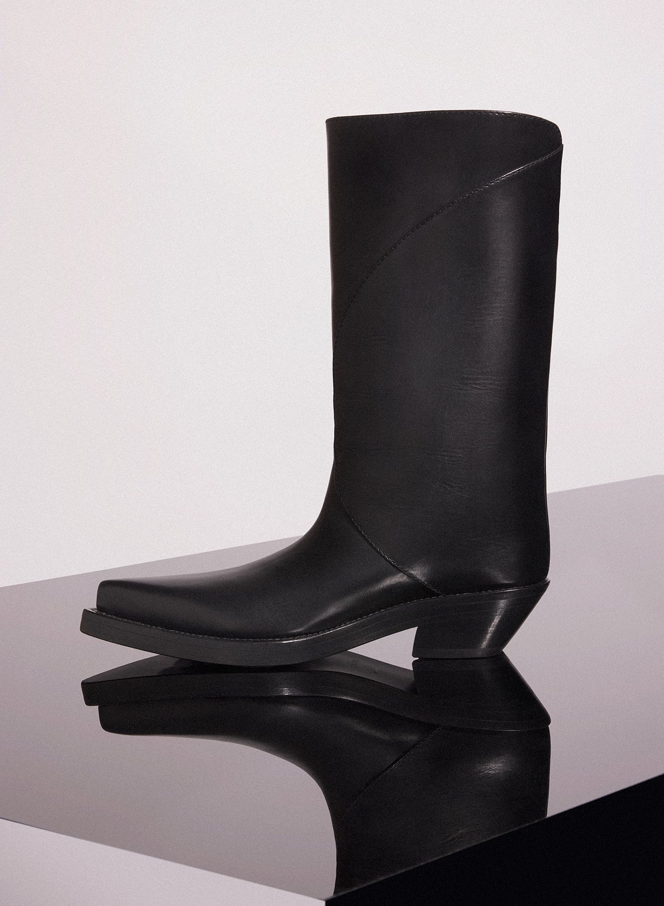 black leather santiag boots - 2