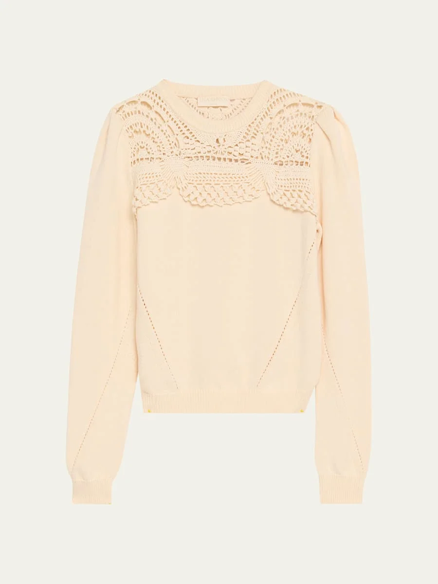 Lucette Openwork Crewneck Sweater - 1