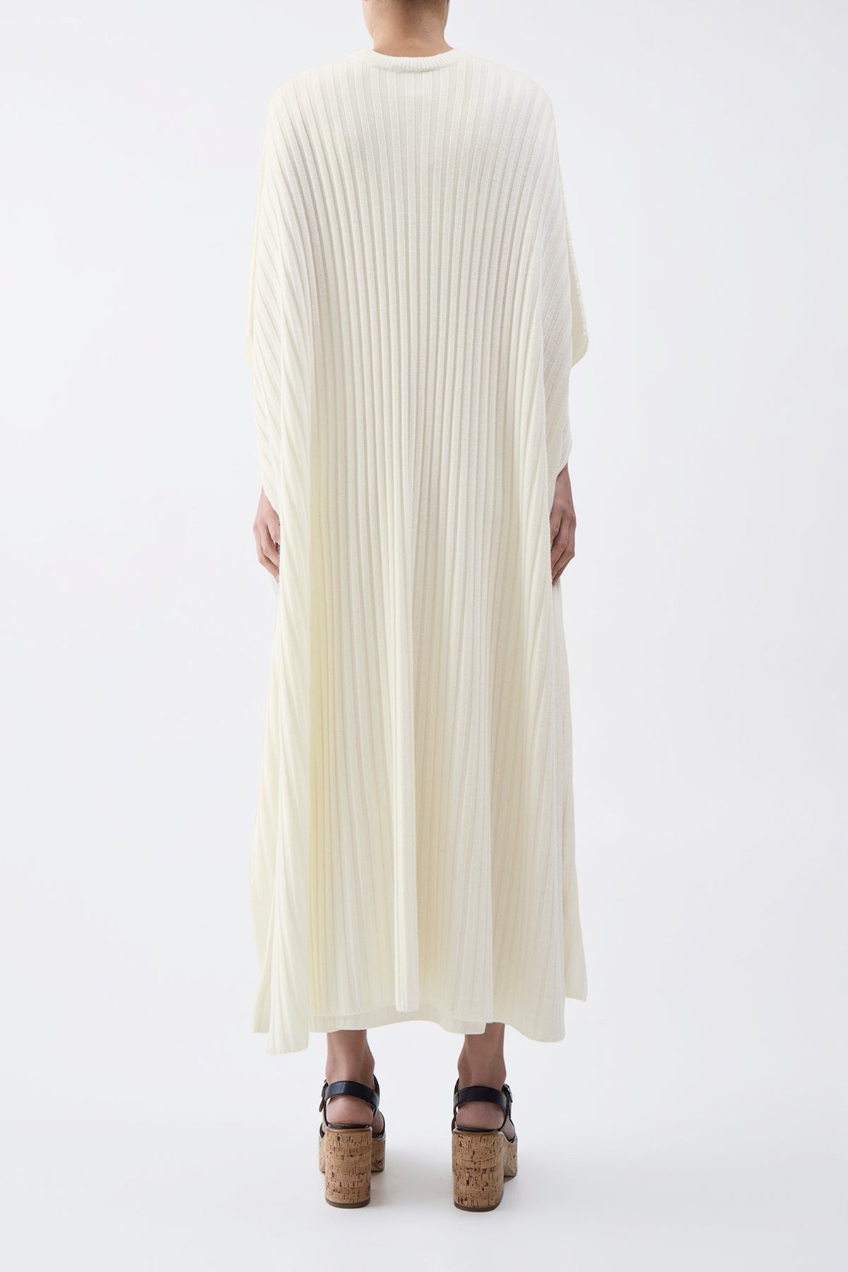 Taos Knit Poncho in Ivory Merino Wool Cashmere - 4