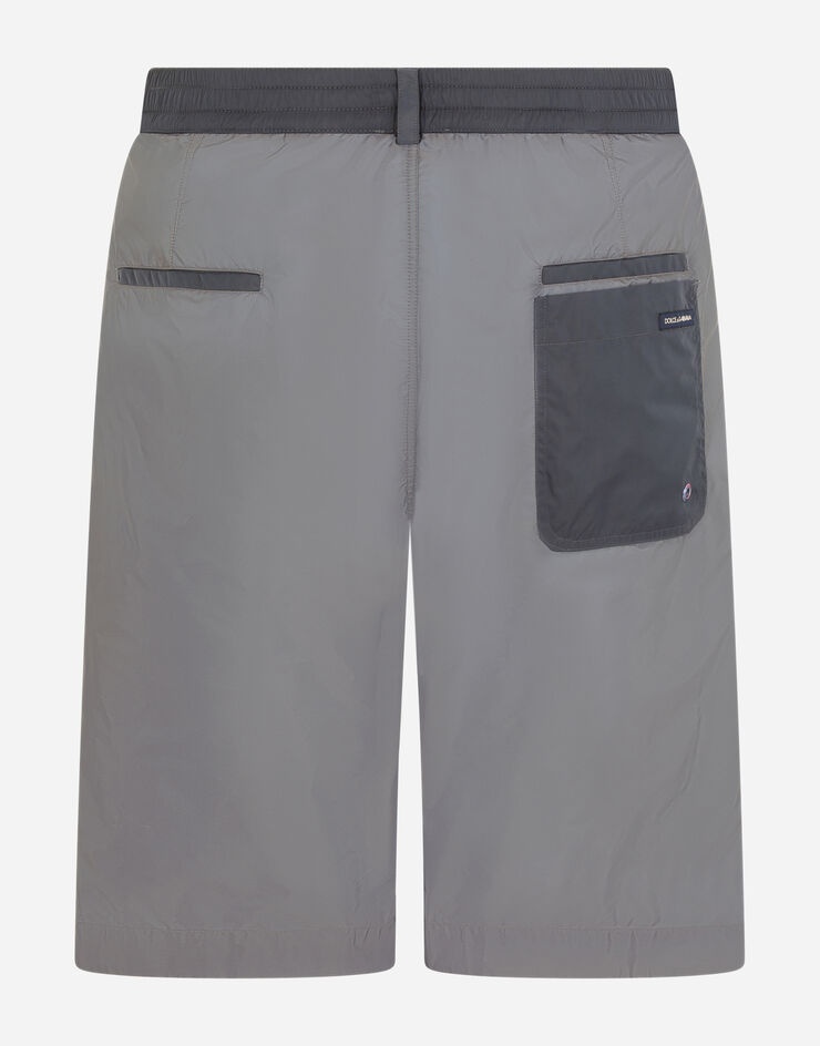 Mid-length swim trunks with metal DG logo - 3