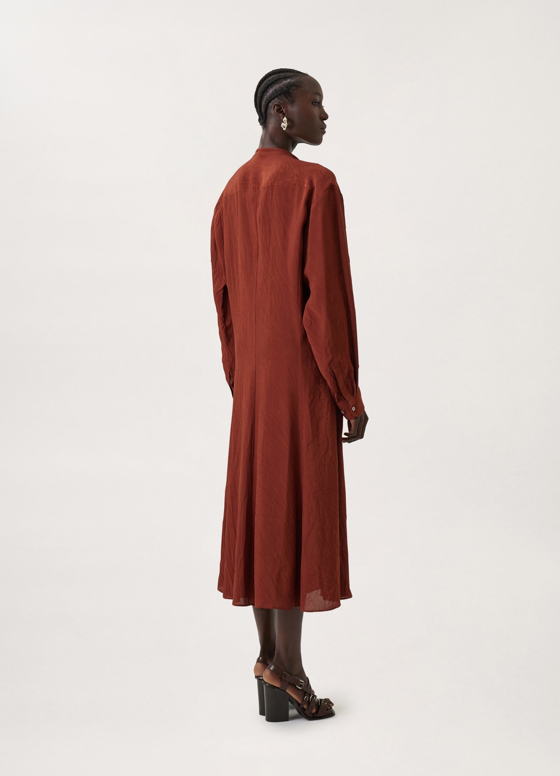 GUSSET COLLAR SHIRT DRESS
CRINKLED VISCOSE - 3