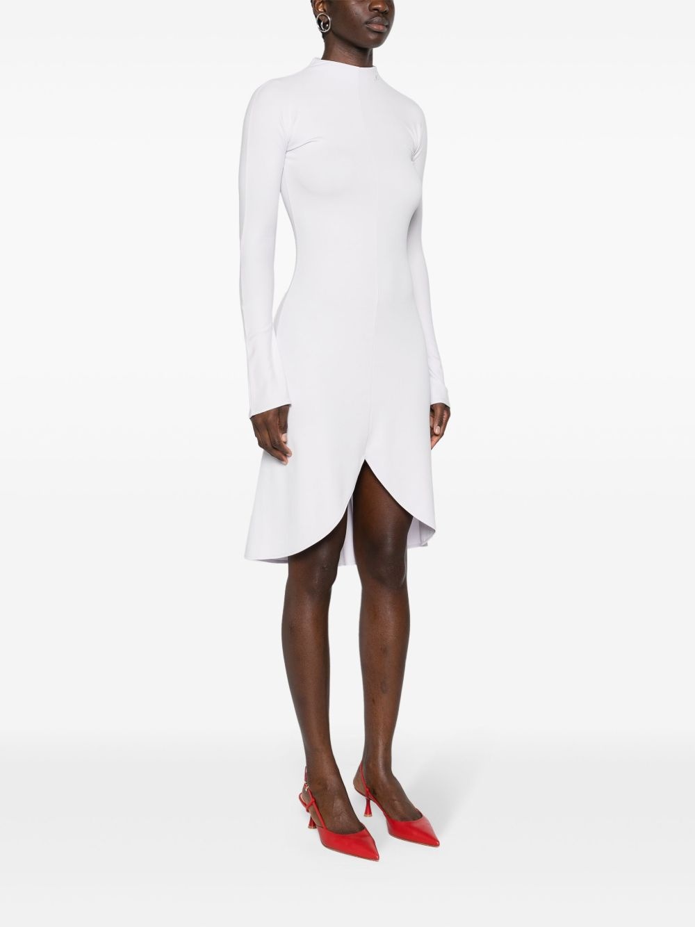 high-neck long-sleeve midi dress - 3