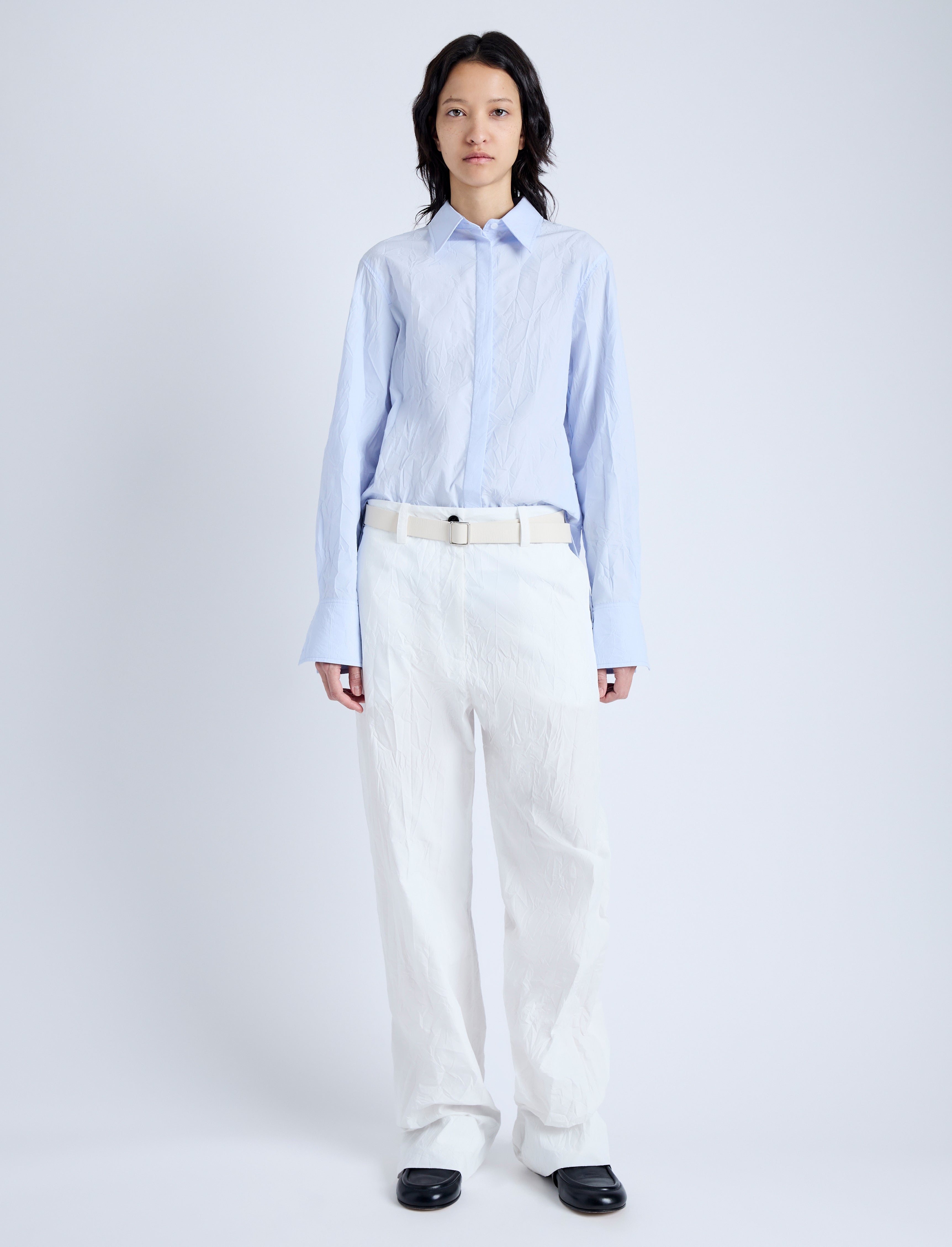 Allen Shirt in Crinkled Cotton Gabardine - 3