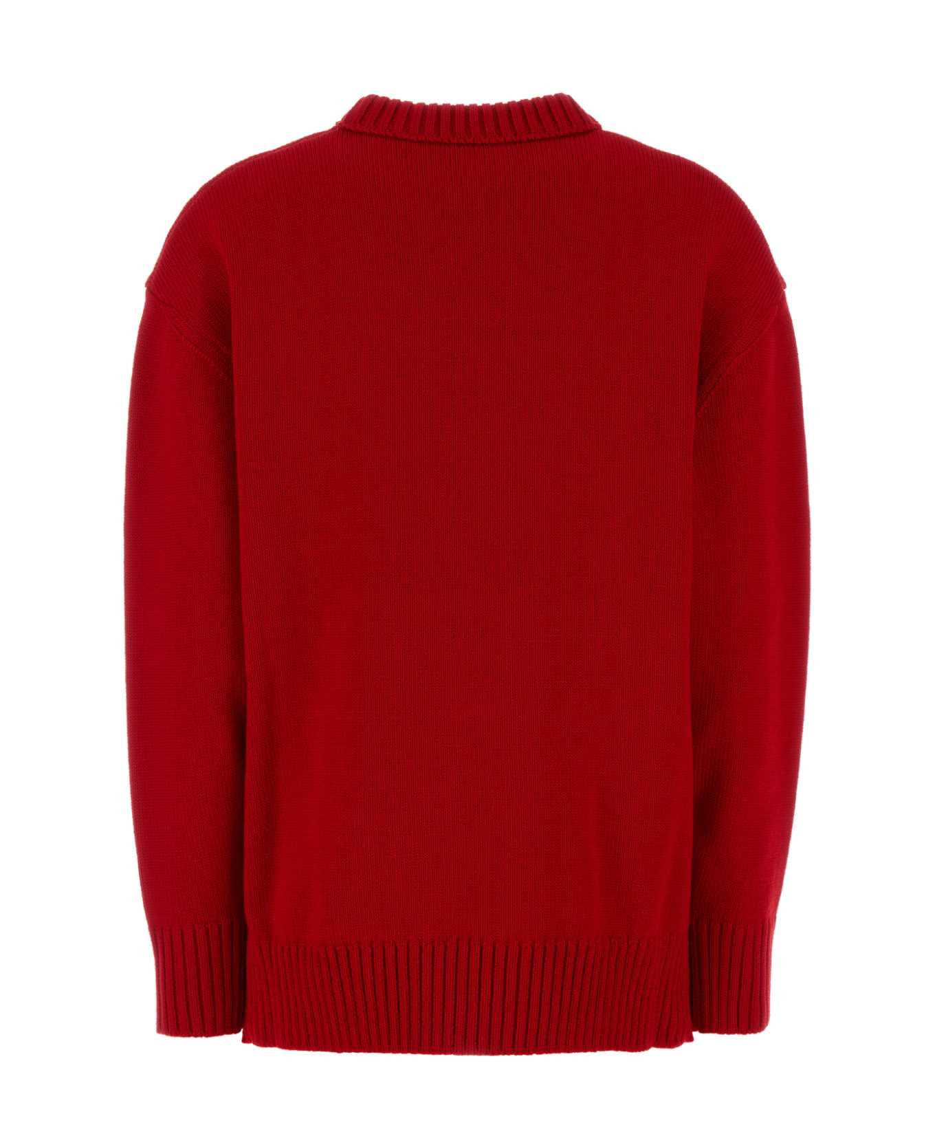 Red Wool Oversize Sweater - 2
