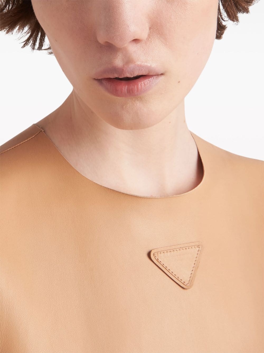 triangle-logo leather shift dress - 4