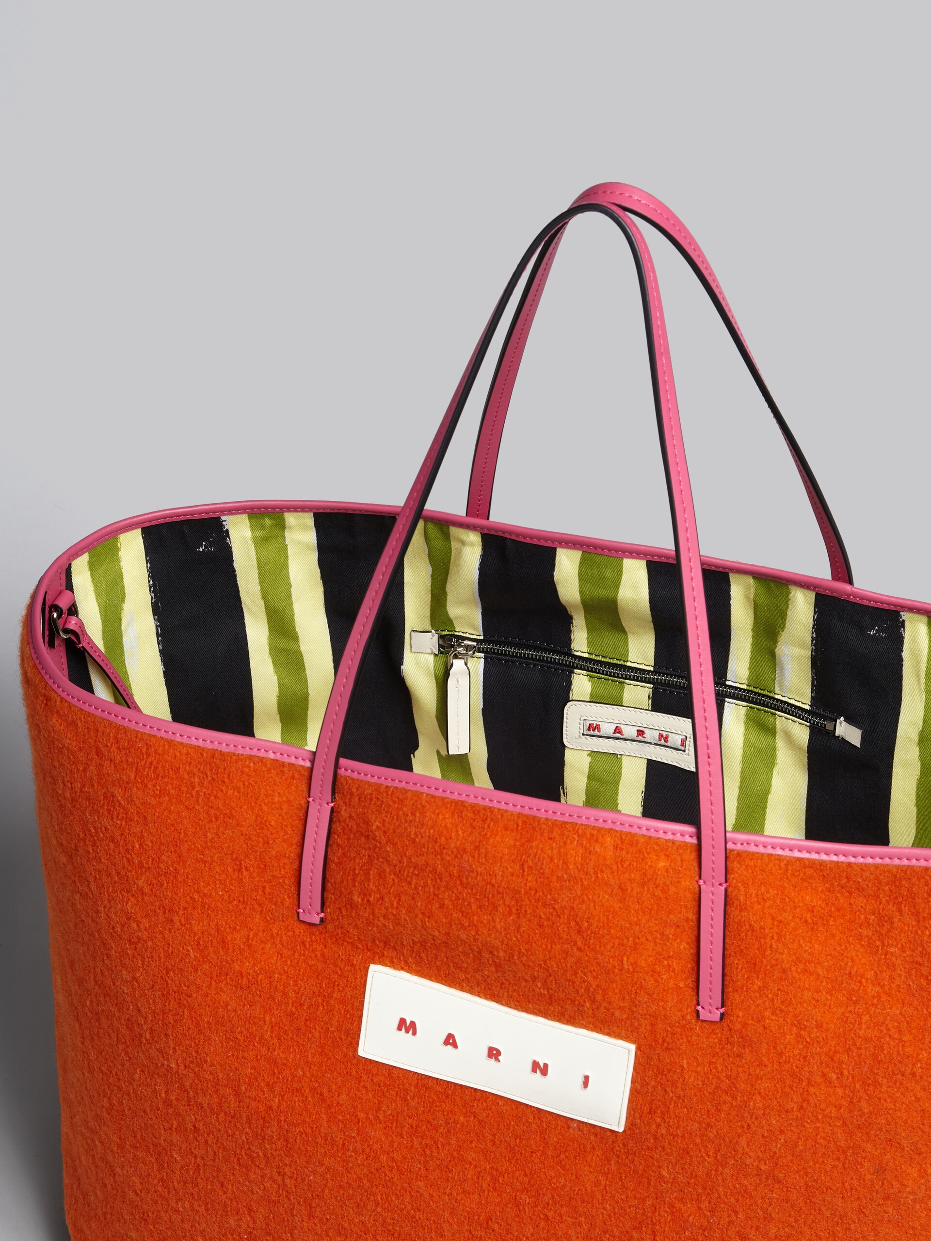 MEDIUM REVERSIBLE JANUS SHOPPING BAG IN ORANGE FELT AND COTTON - 4