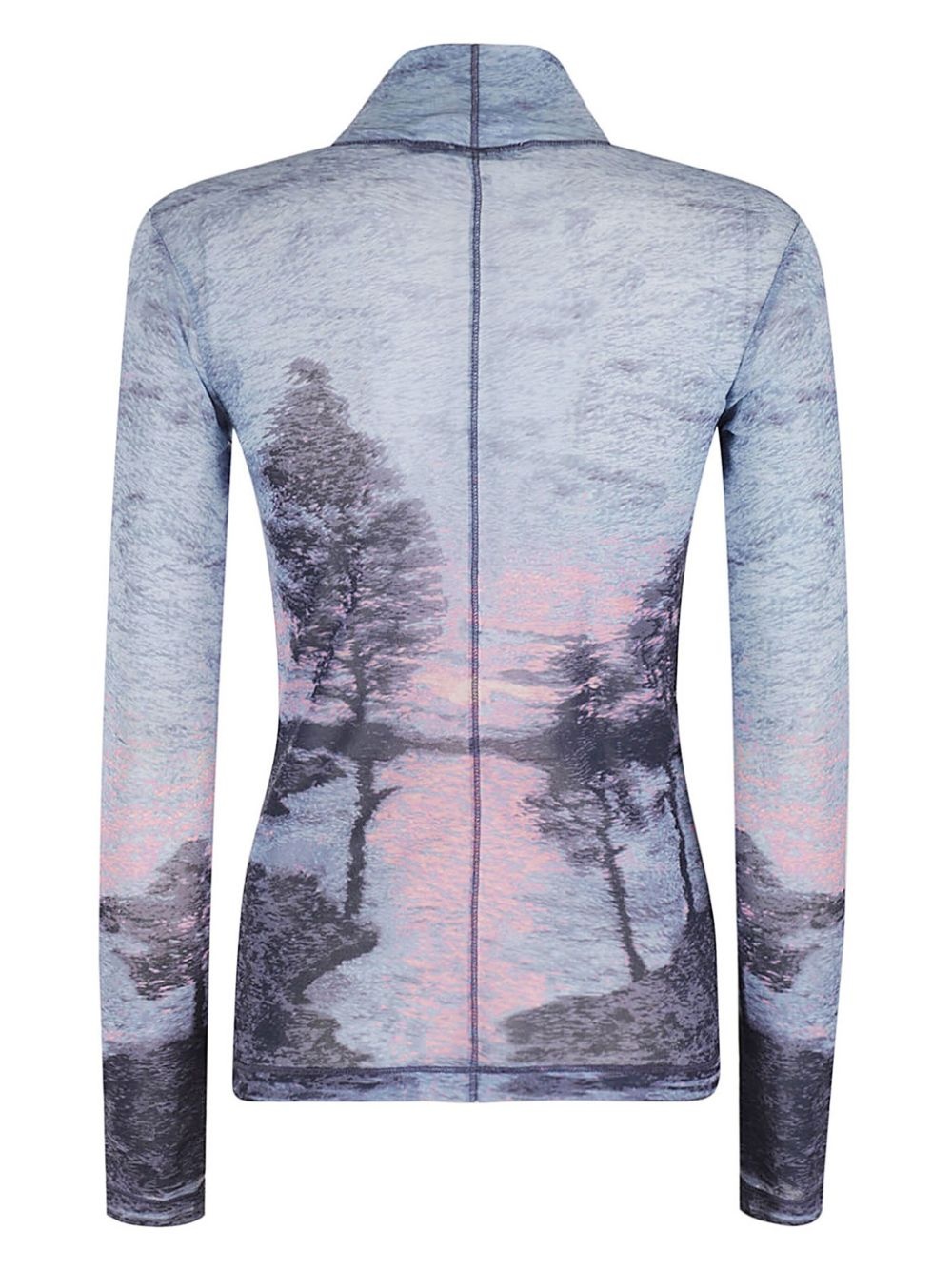 landscape-print mesh high-neck top - 2