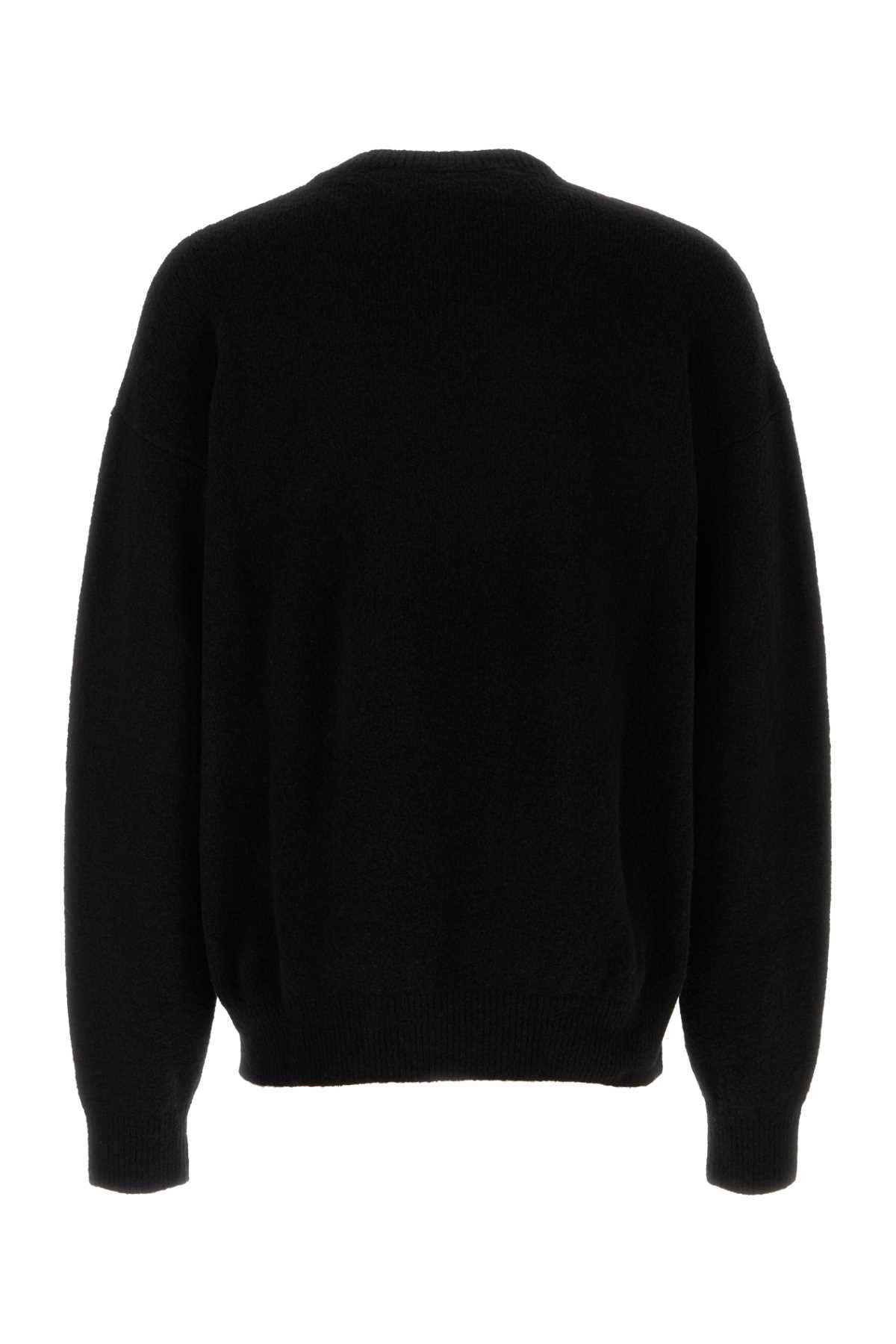 Palm Angels Men Black Stretch Wool Blend Sweater - 2