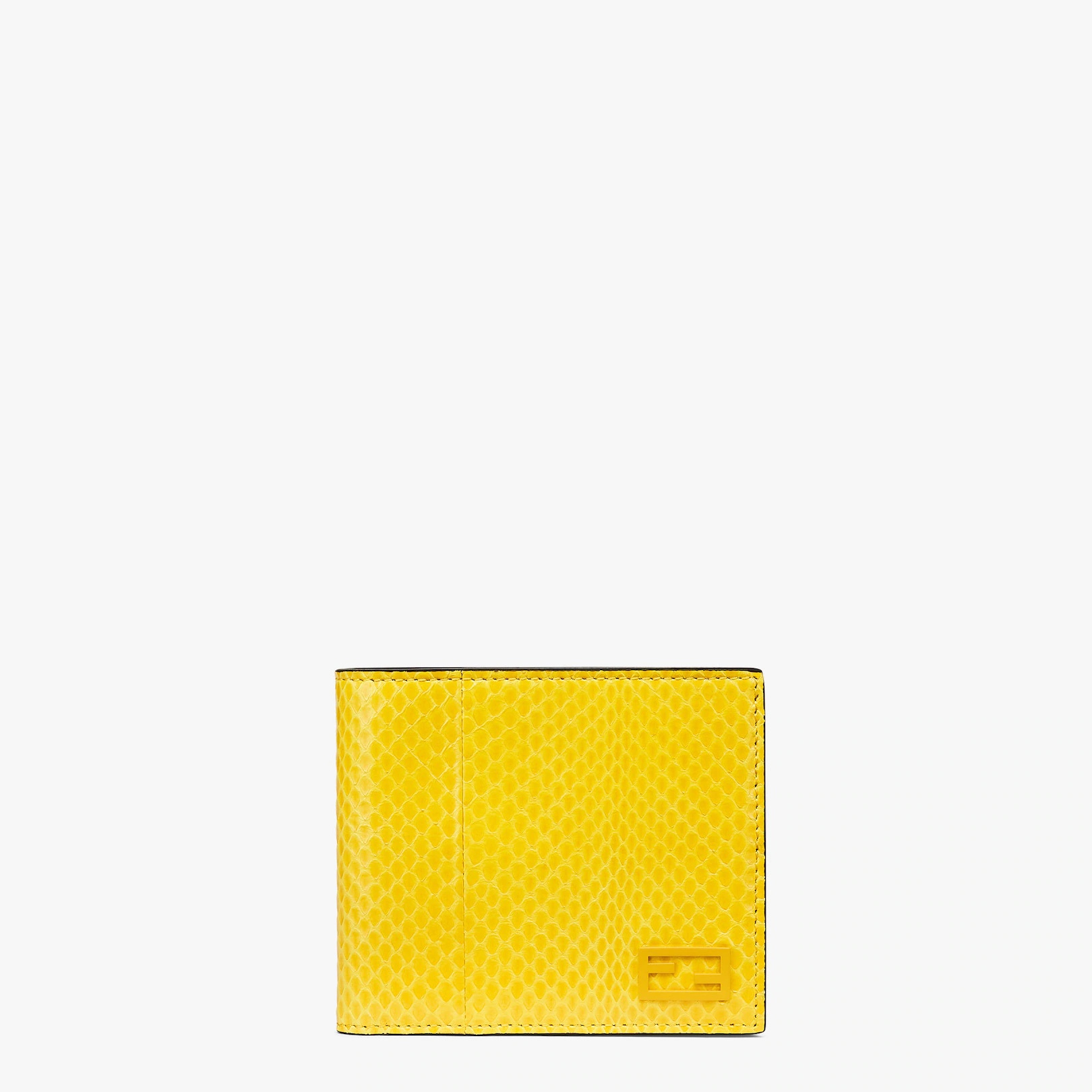 Wallet with eight interior card slots and two compartments for banknotes. Made of yellow ayres snake - 1