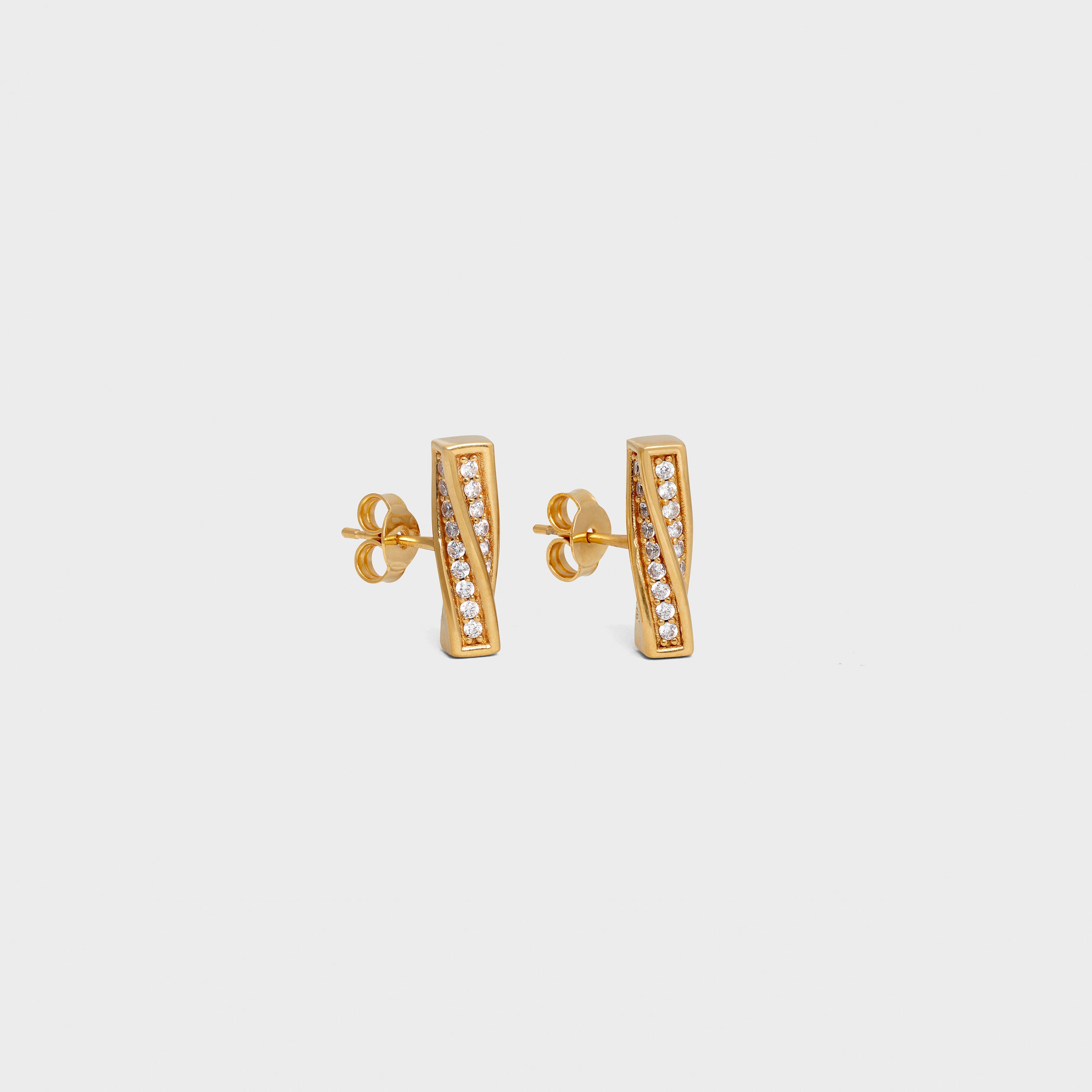 Edwige Studs in Brass with Gold finish and Crystals - 2