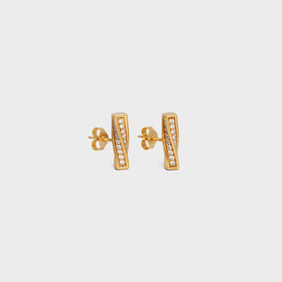 CELINE Edwige Studs in Brass with Gold finish and Crystals outlook