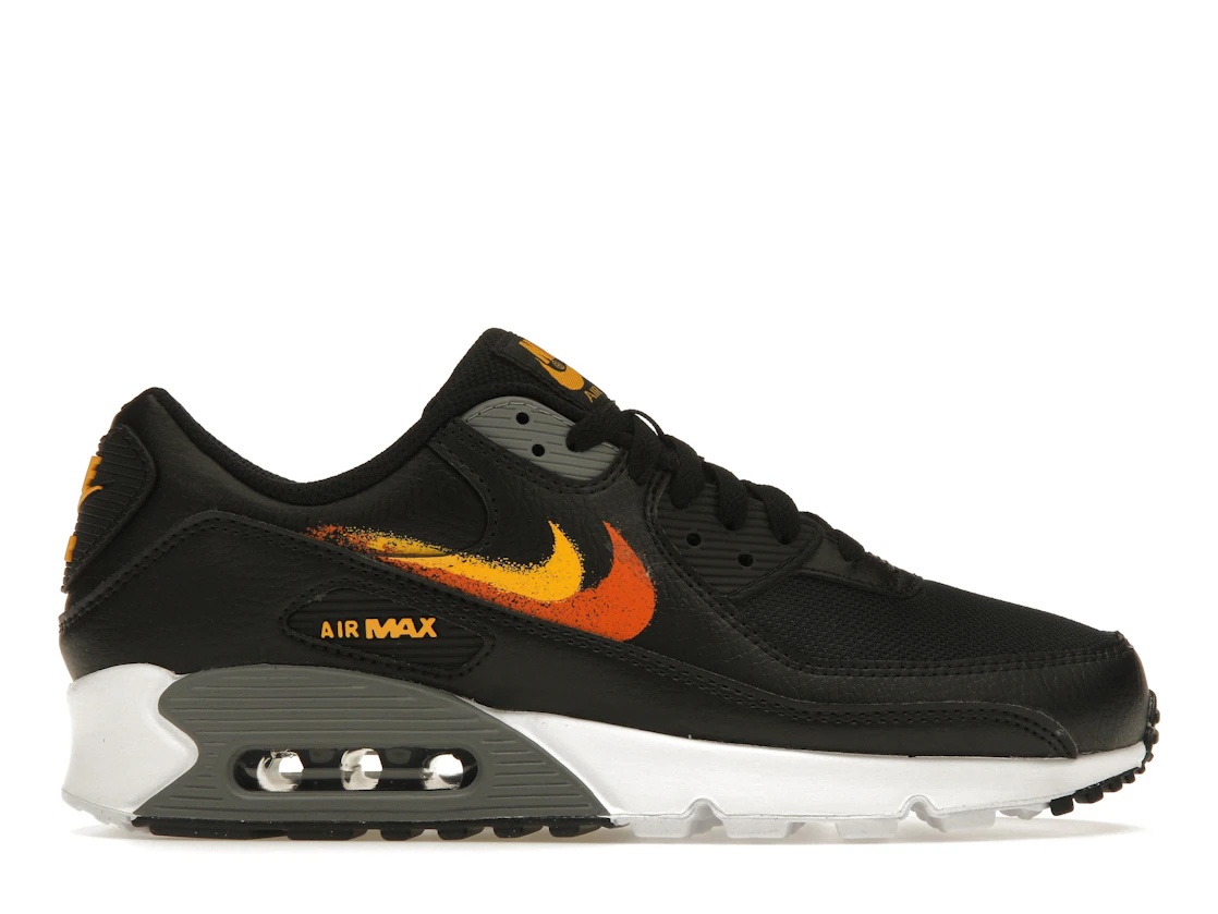 Nike Air Max 90 Spray Paint Swoosh Black University Gold - 1