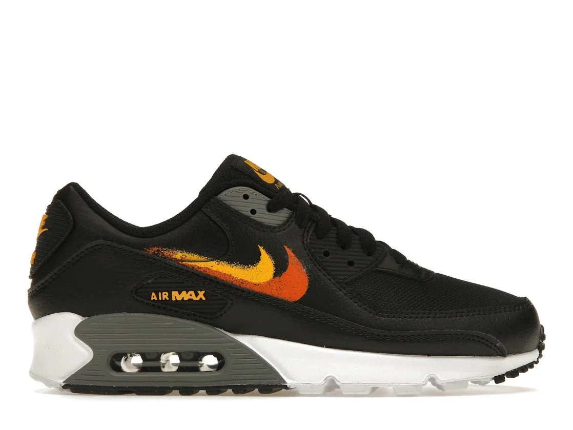 Nike Air Max 90 Spray Paint Swoosh Black University Gold - 1