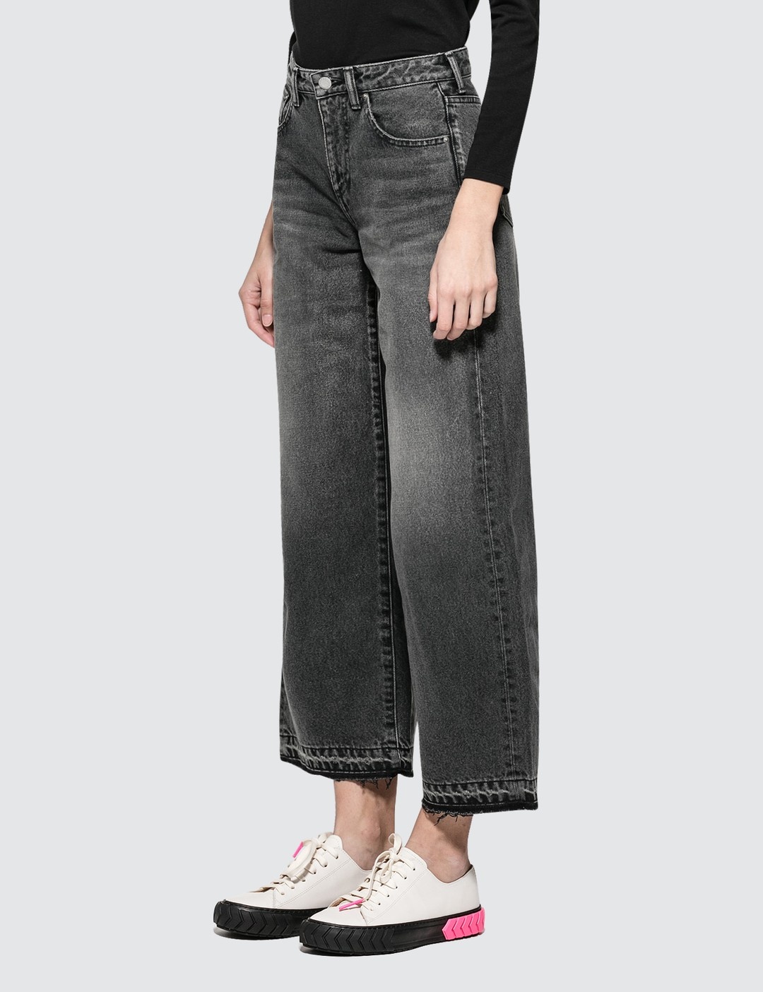 LYDIA JET BLACK WIDE LEG JEANS - 2