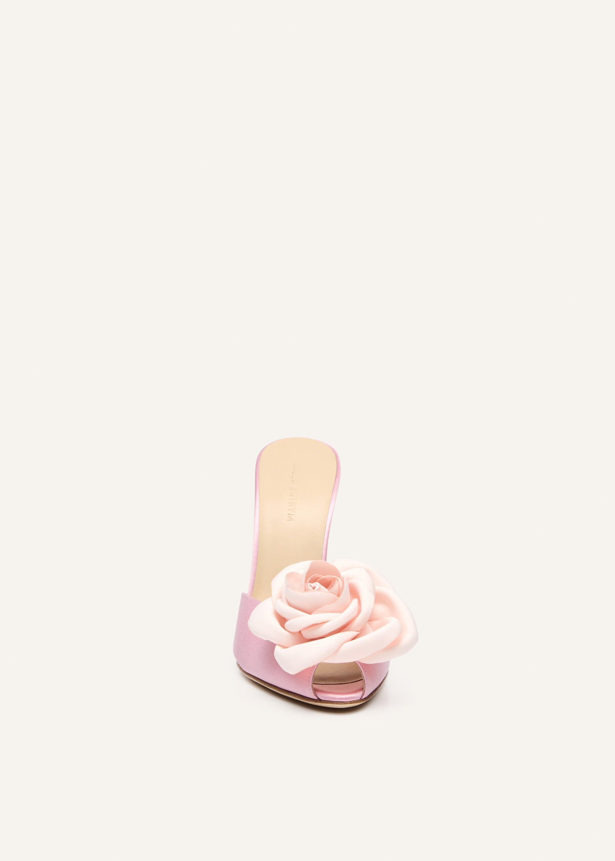 Flower peep toe mules in pink satin - 3