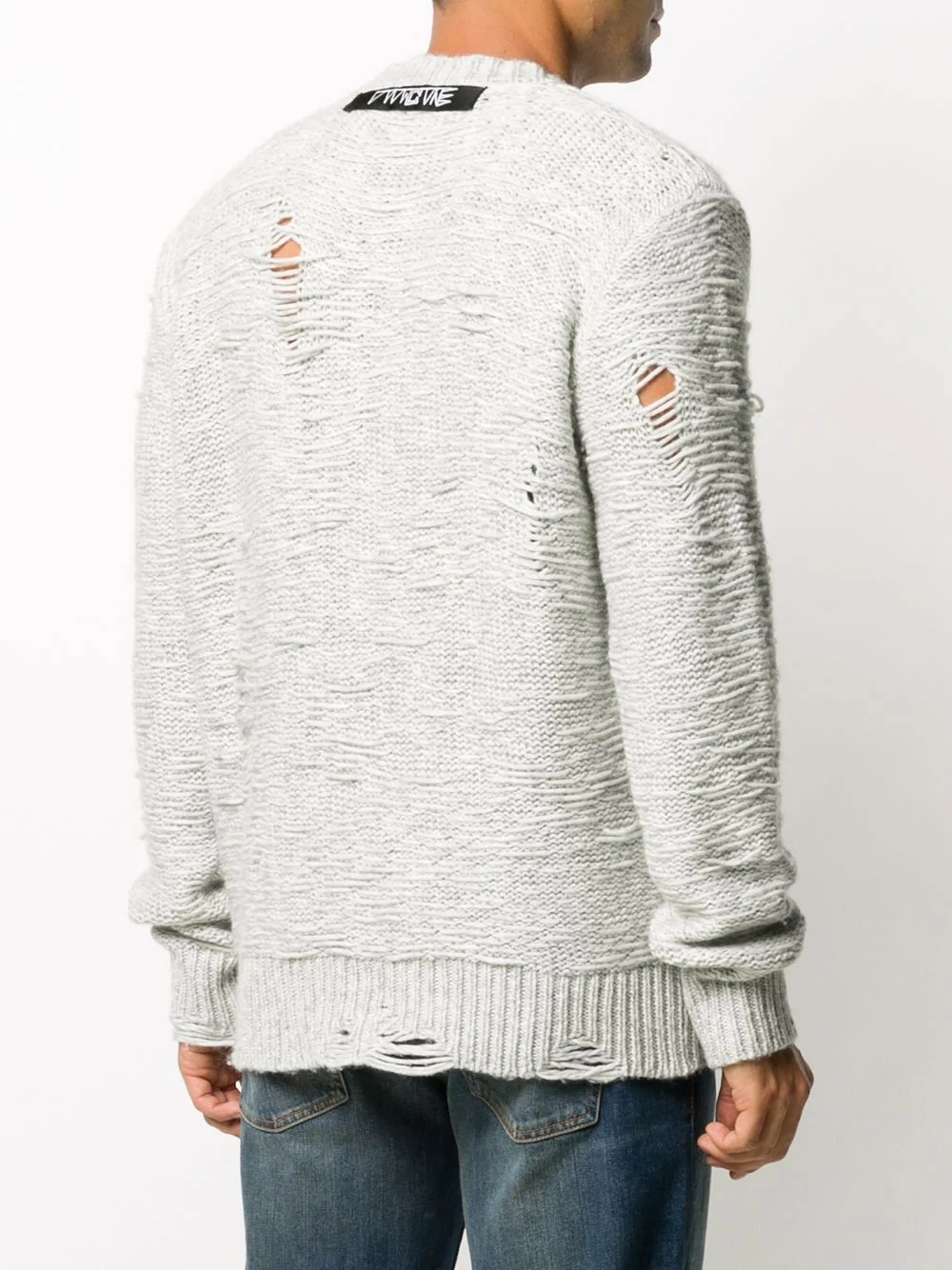 distressed crewneck jumper - 4