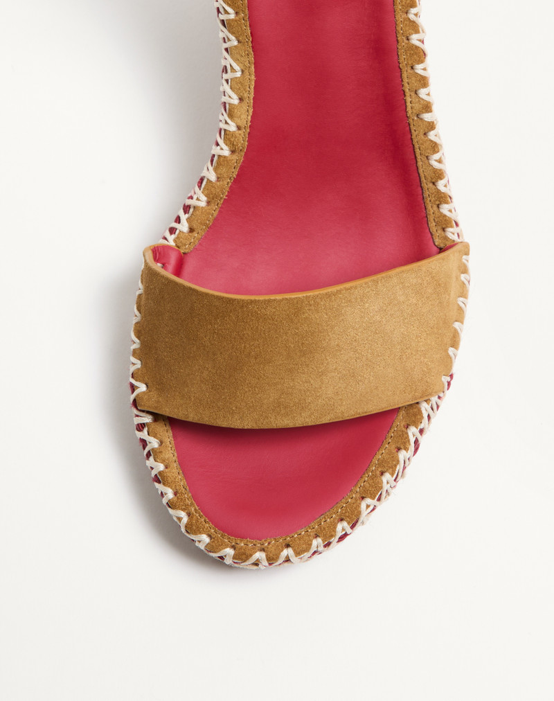 Valentino ROCKSTUD DOUBLE WEDGE SANDAL IN SPLIT LEATHER WITH CABOCHON STONES 105MM outlook