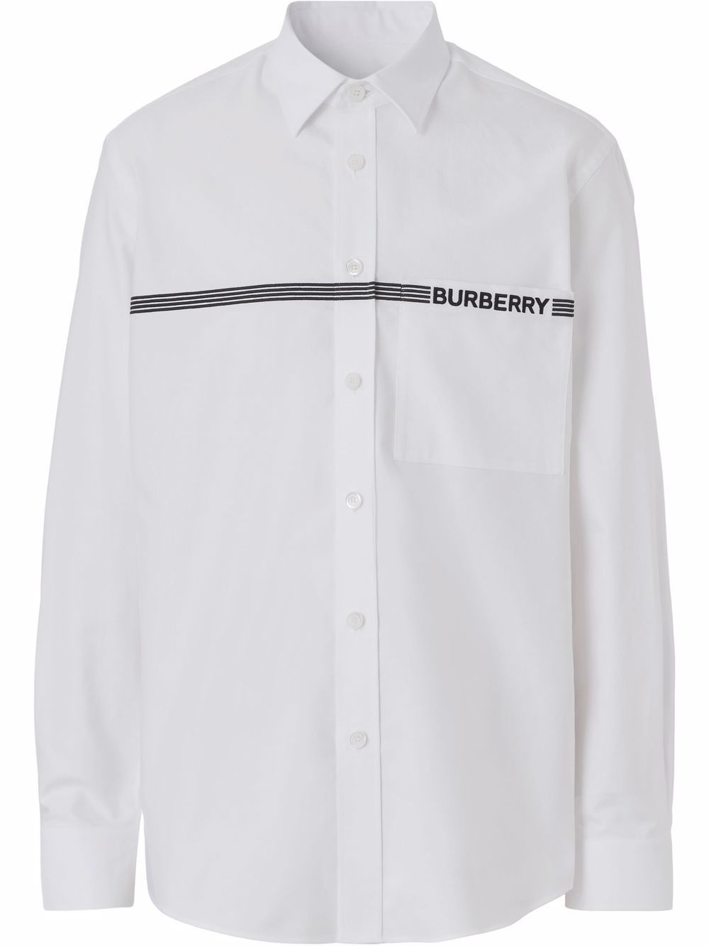 stripe-detail logo shirt - 1