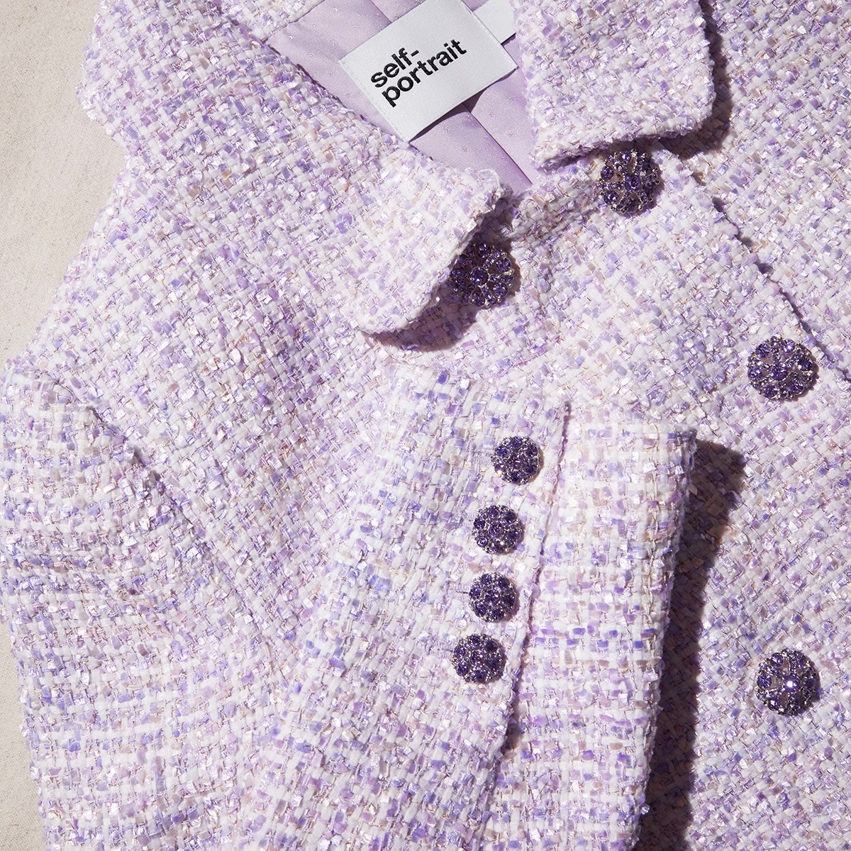 self-portrait Lilac Boucle Jacket