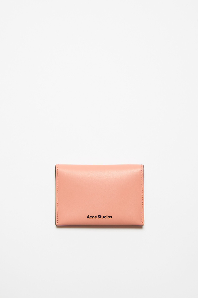 Folded leather wallet - Salmon pink 1