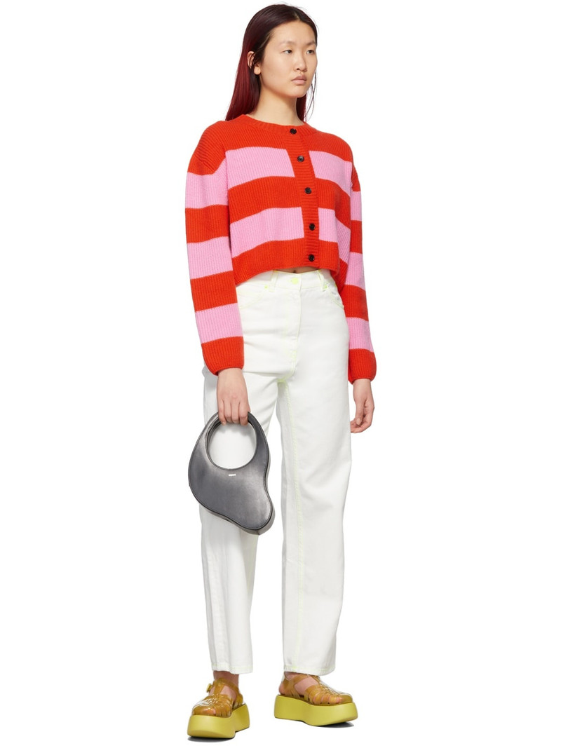 MSGM White Fluo Stitch Jeans outlook