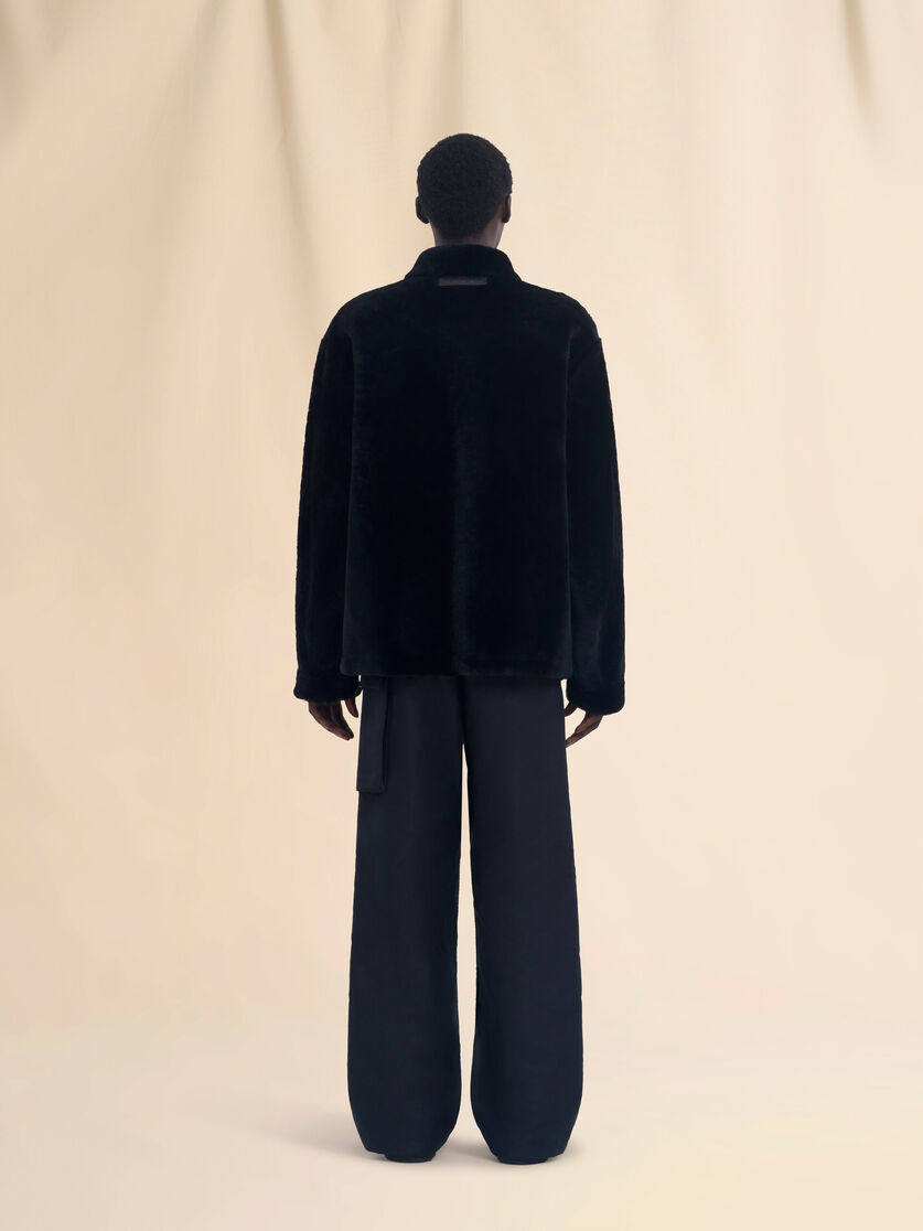 BLACK SHAVED SHEARLING JACKET - 3