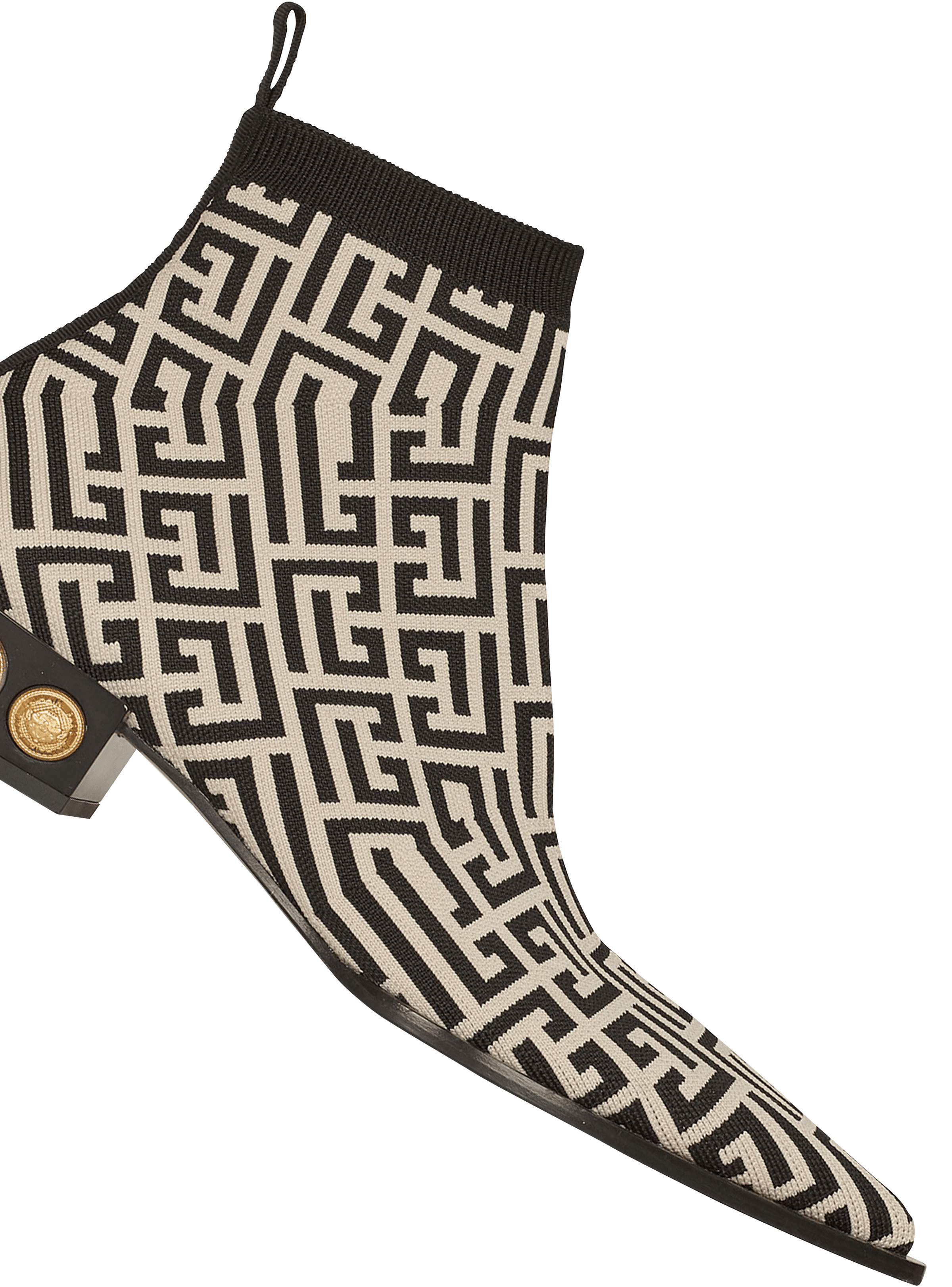Bicolor stretch knit Coin ankle boots - 5