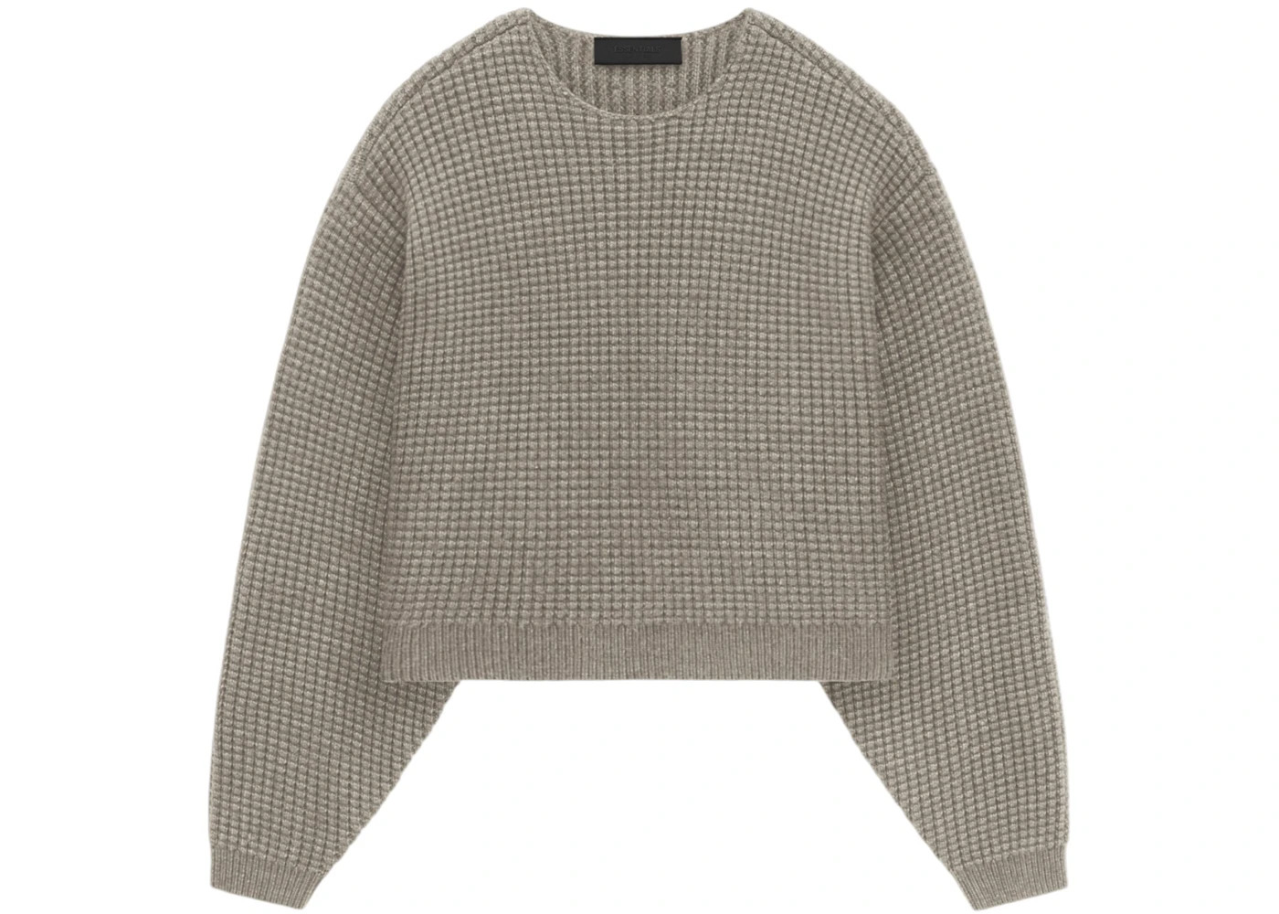 Fear of God Essentials Women's Heavy Waffle Cropped Sweater Heather Gray - 1
