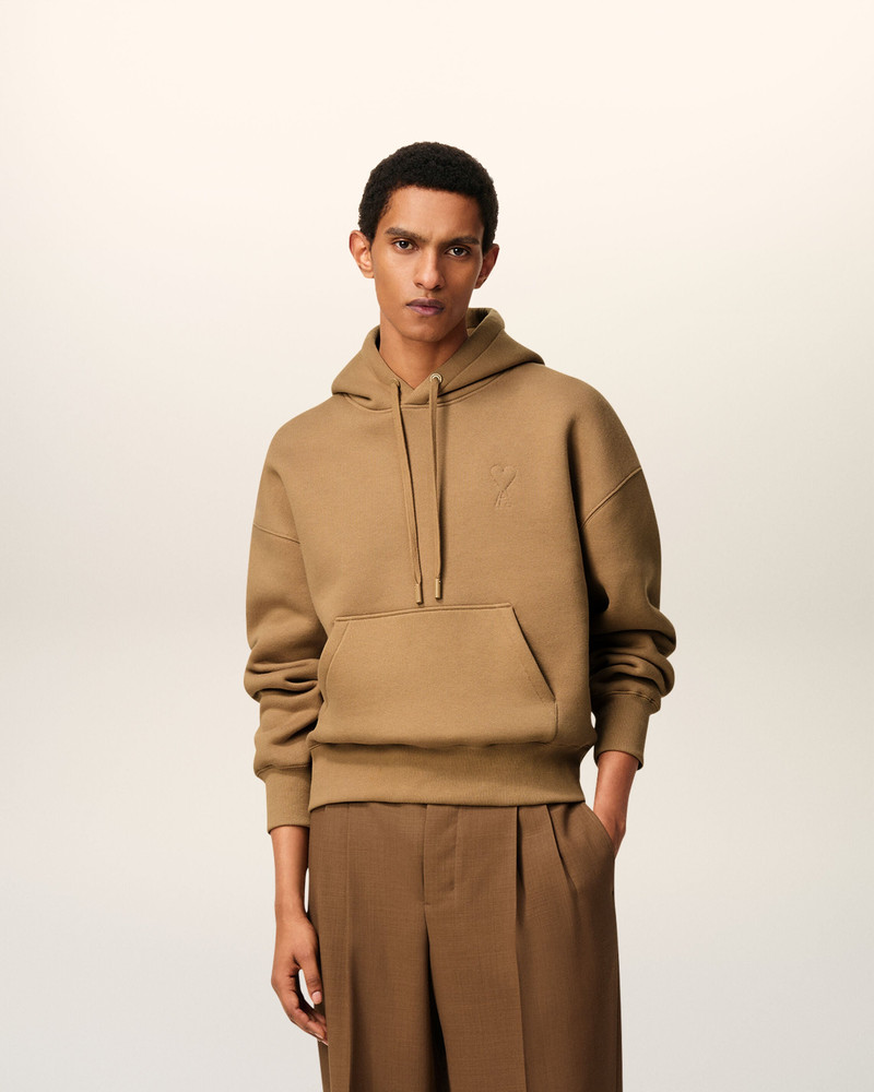 AMI Paris BROWN COTTON AMI DE COEUR HOODIE outlook