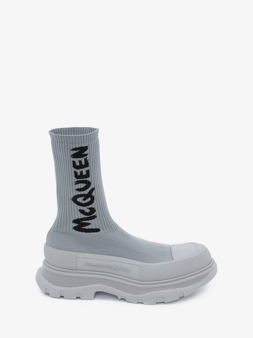 Mcqueen Graffiti Knit Tread Slick Boot in Grey - 1