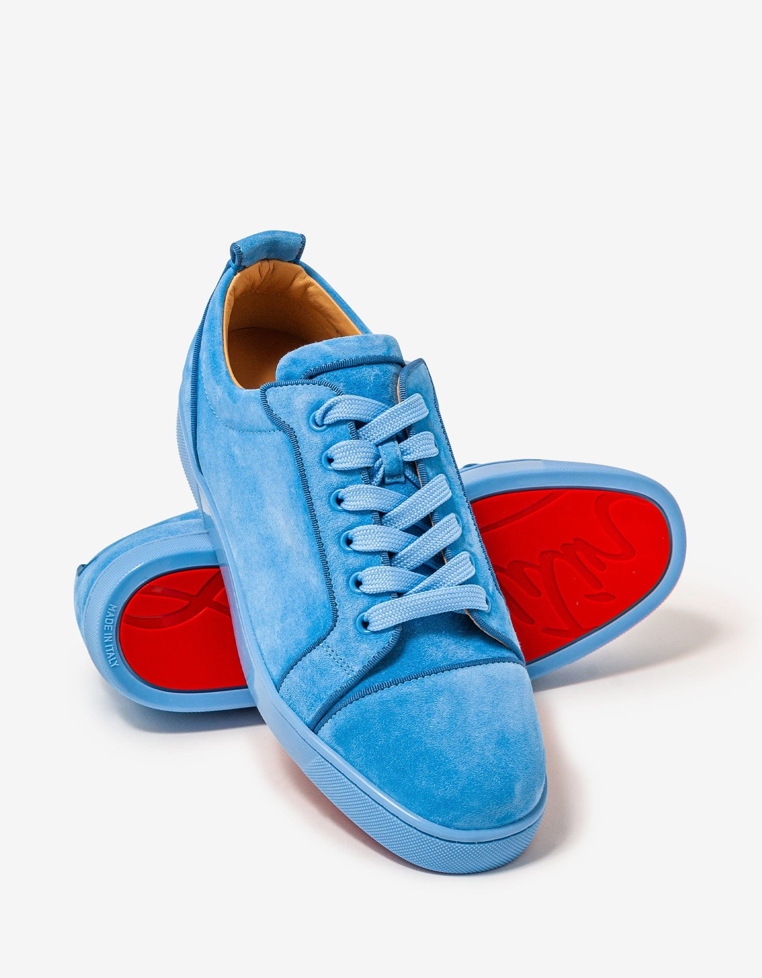 Christian Louboutin Louis Junior Orlato Greek Blue Suede Trainers - 7