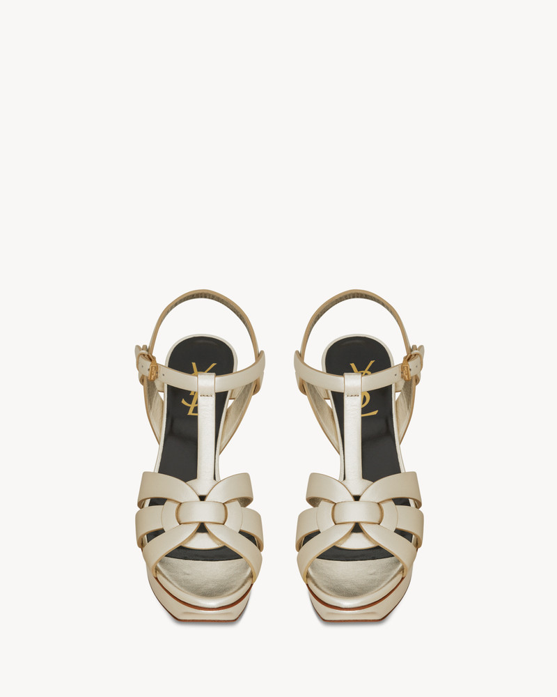 SAINT LAURENT TRIBUTE SANDALS IN METALLIC LEATHER outlook