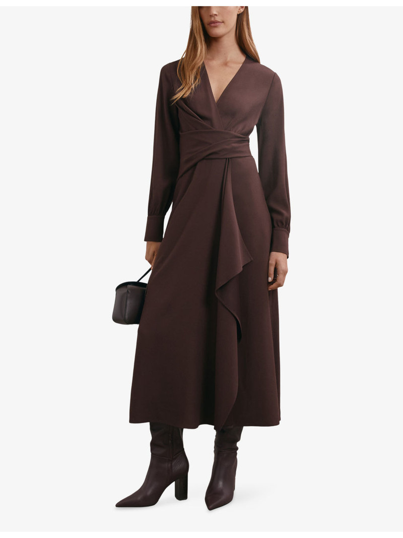 REISS Mira Wrap-Front Wool-Blend Midi Dress outlook