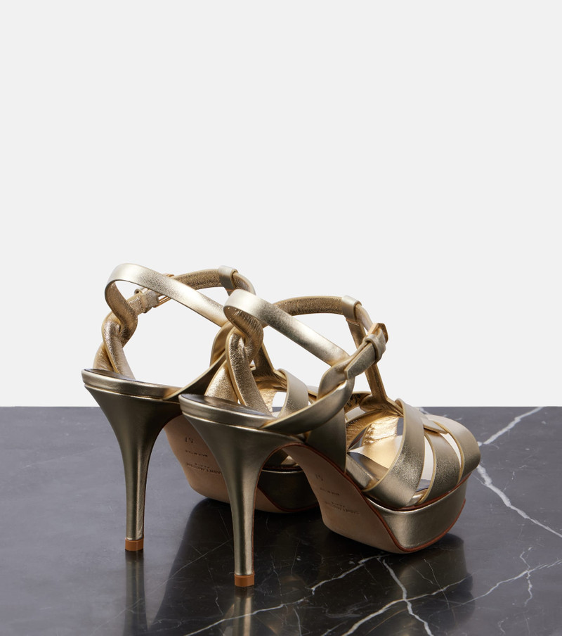 SAINT LAURENT Tribute 105 leather platform sandals outlook