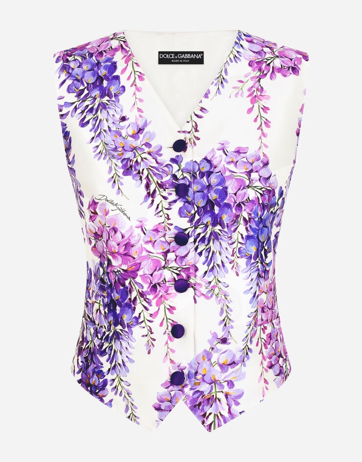 Wisteria-print Mikado vest - 1
