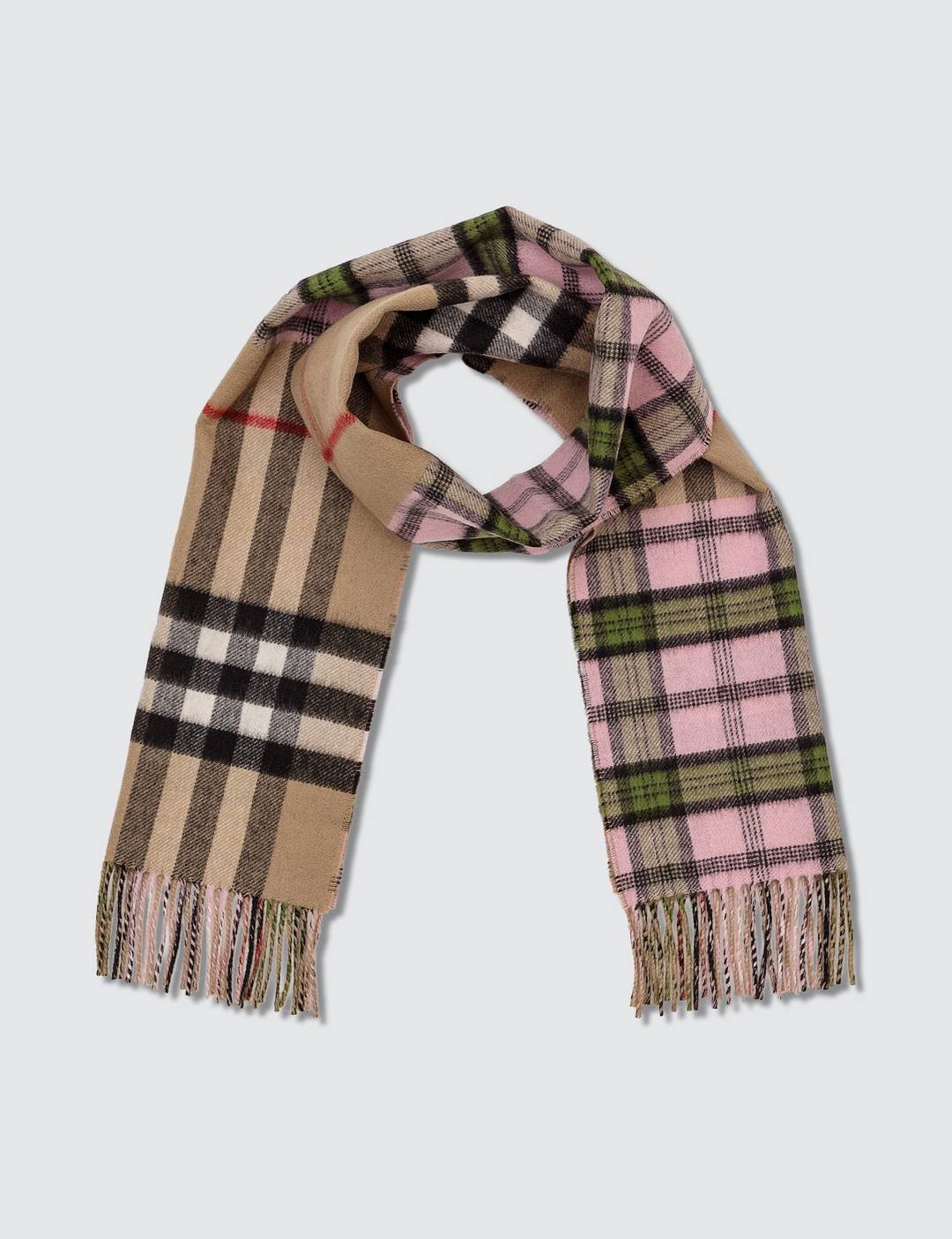 Contrast Check Cashmere Merino Wool Jacquard Scarf - 1