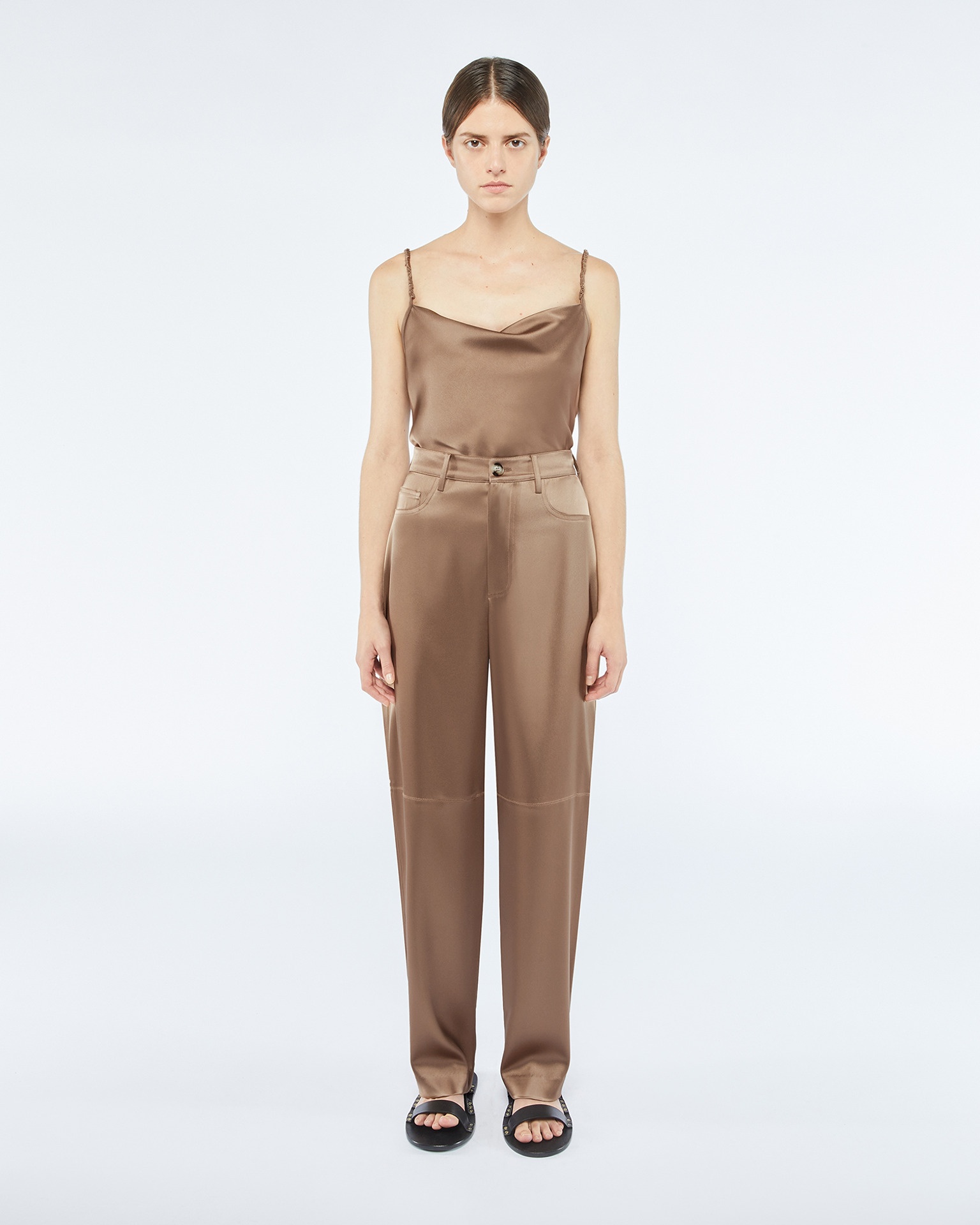 RADHA - Slip satin trousers - Sandstone - 2