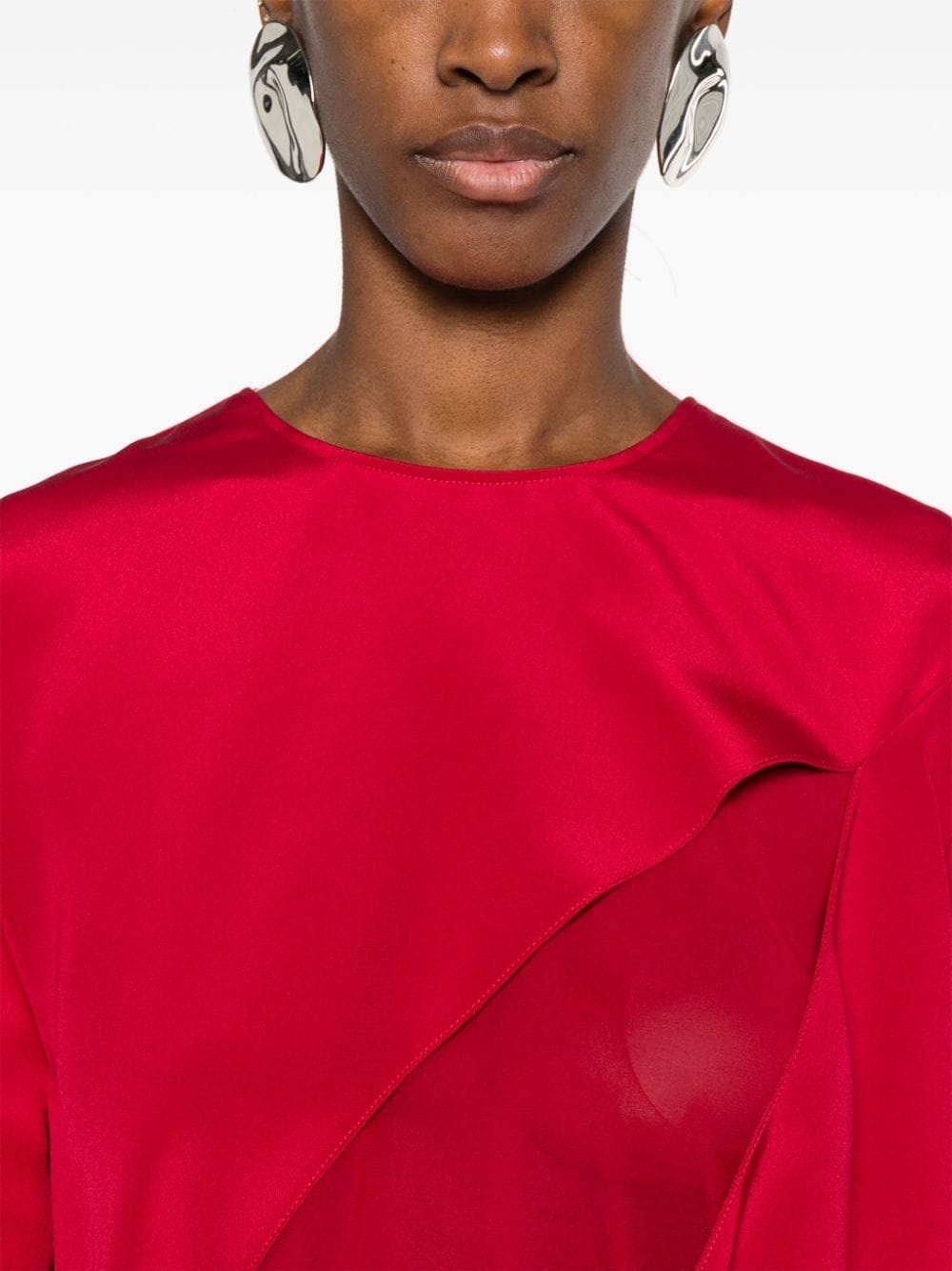Slash cut-out silk blouse - 5