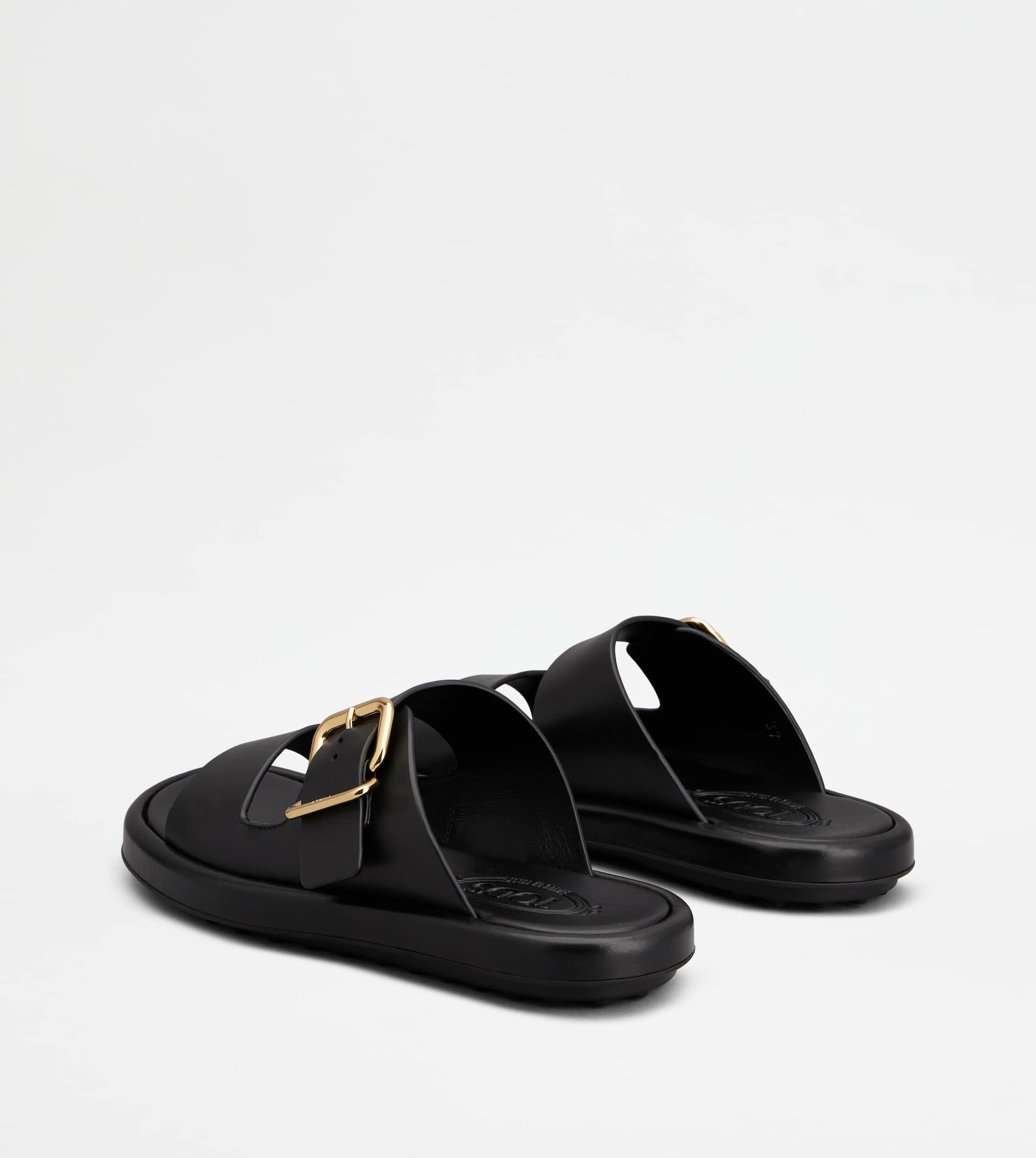 SANDALS IN LEATHER - BLACK - 3