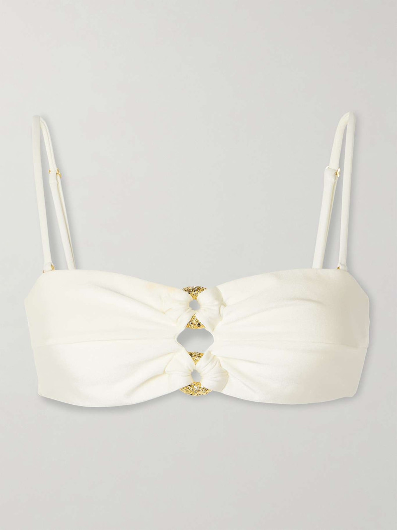 Pisa embellished cutout bandeau bikini top 1