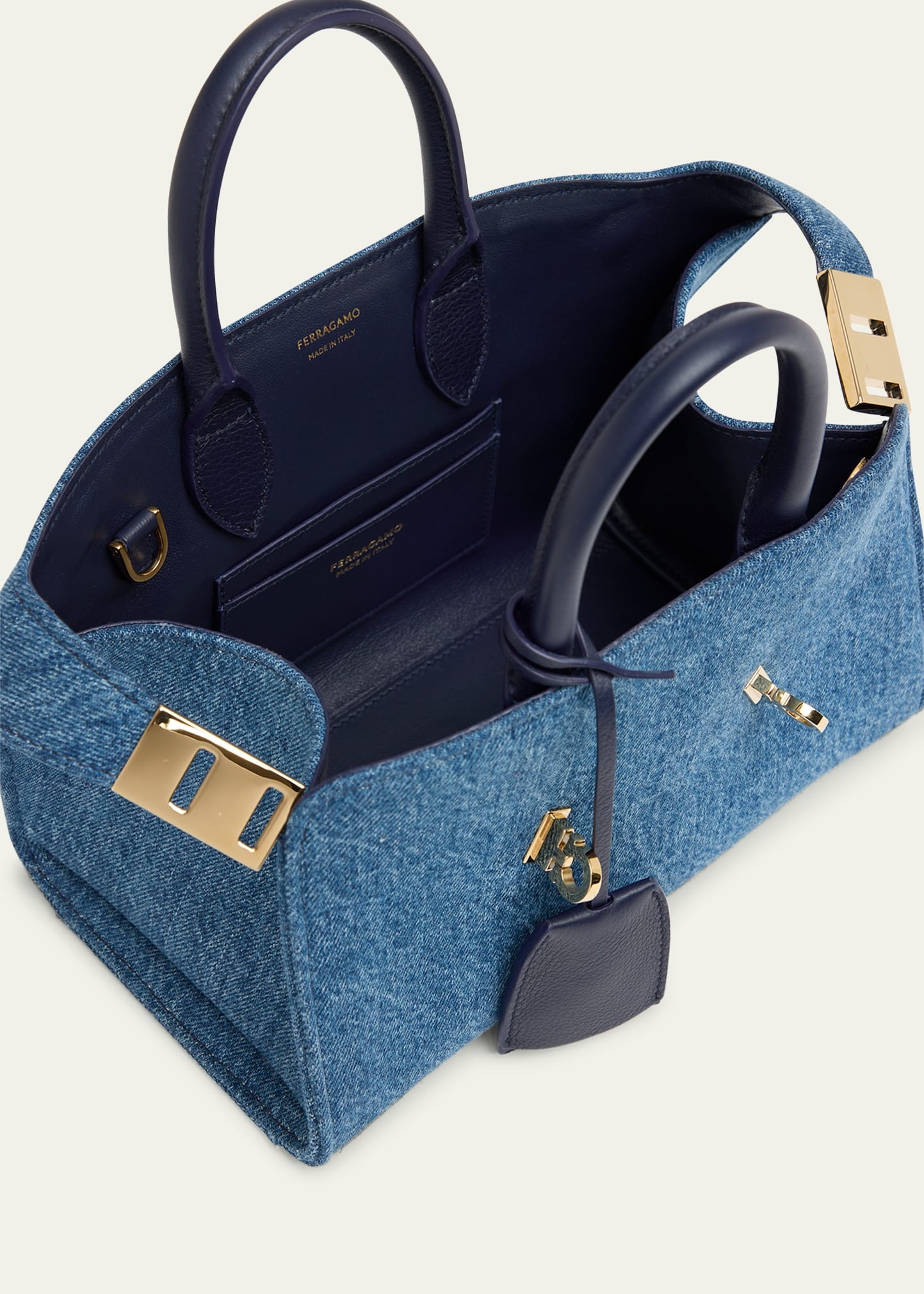 Hugh Washed Denim Top-Handle Bag - 3