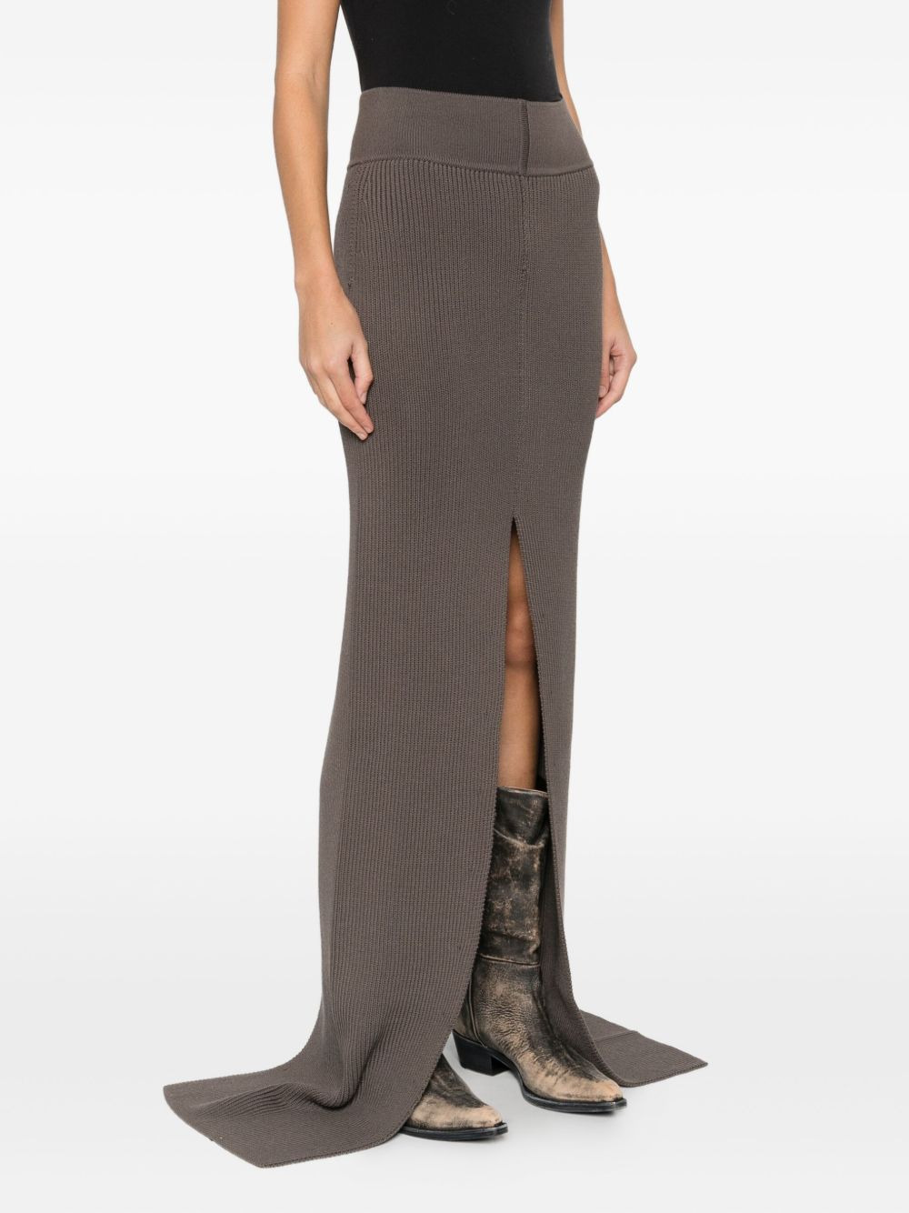 ribbed slit skirt - 3