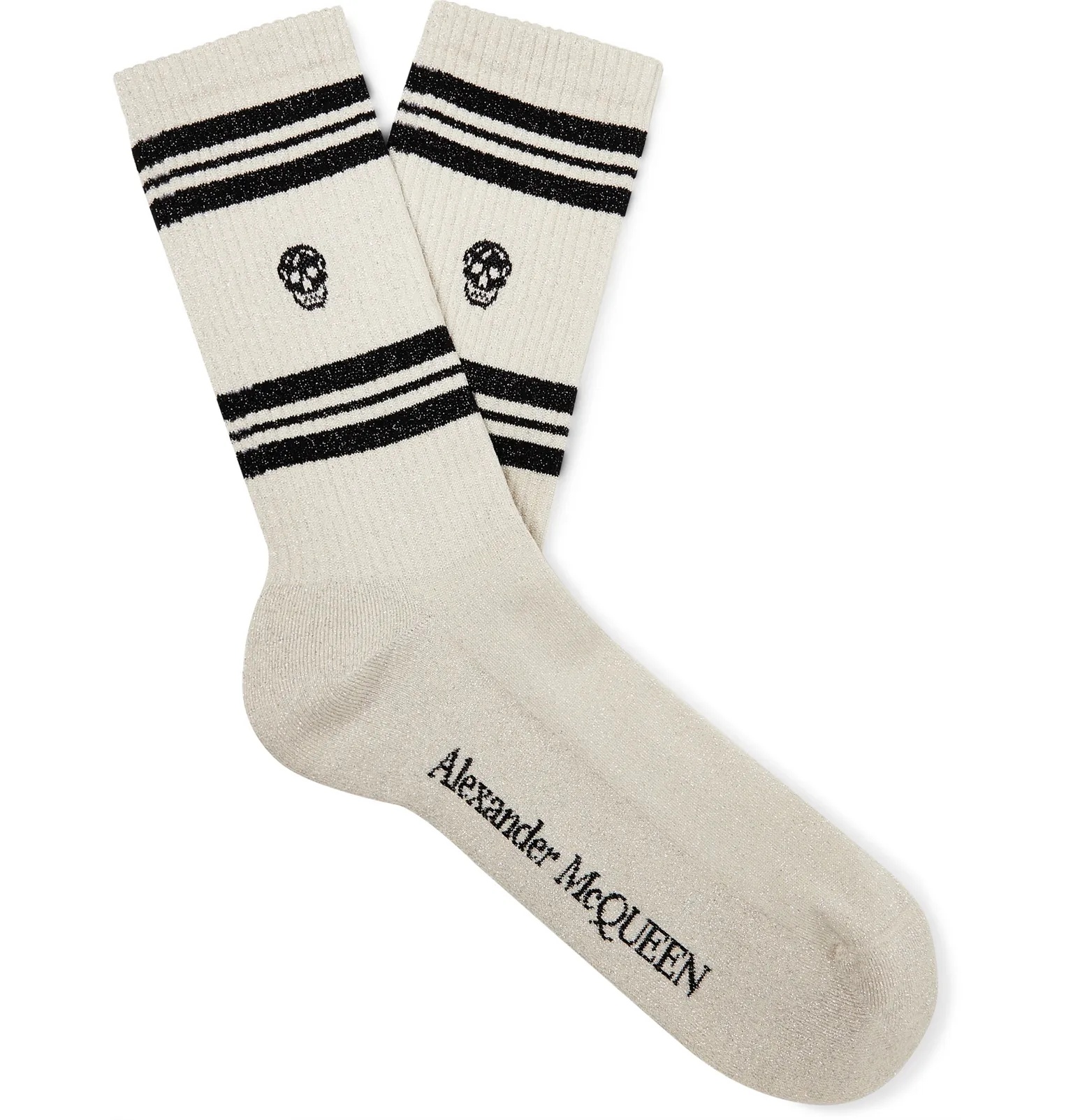 Logo-Intarsia Metallic Cotton-Blend Socks - 3