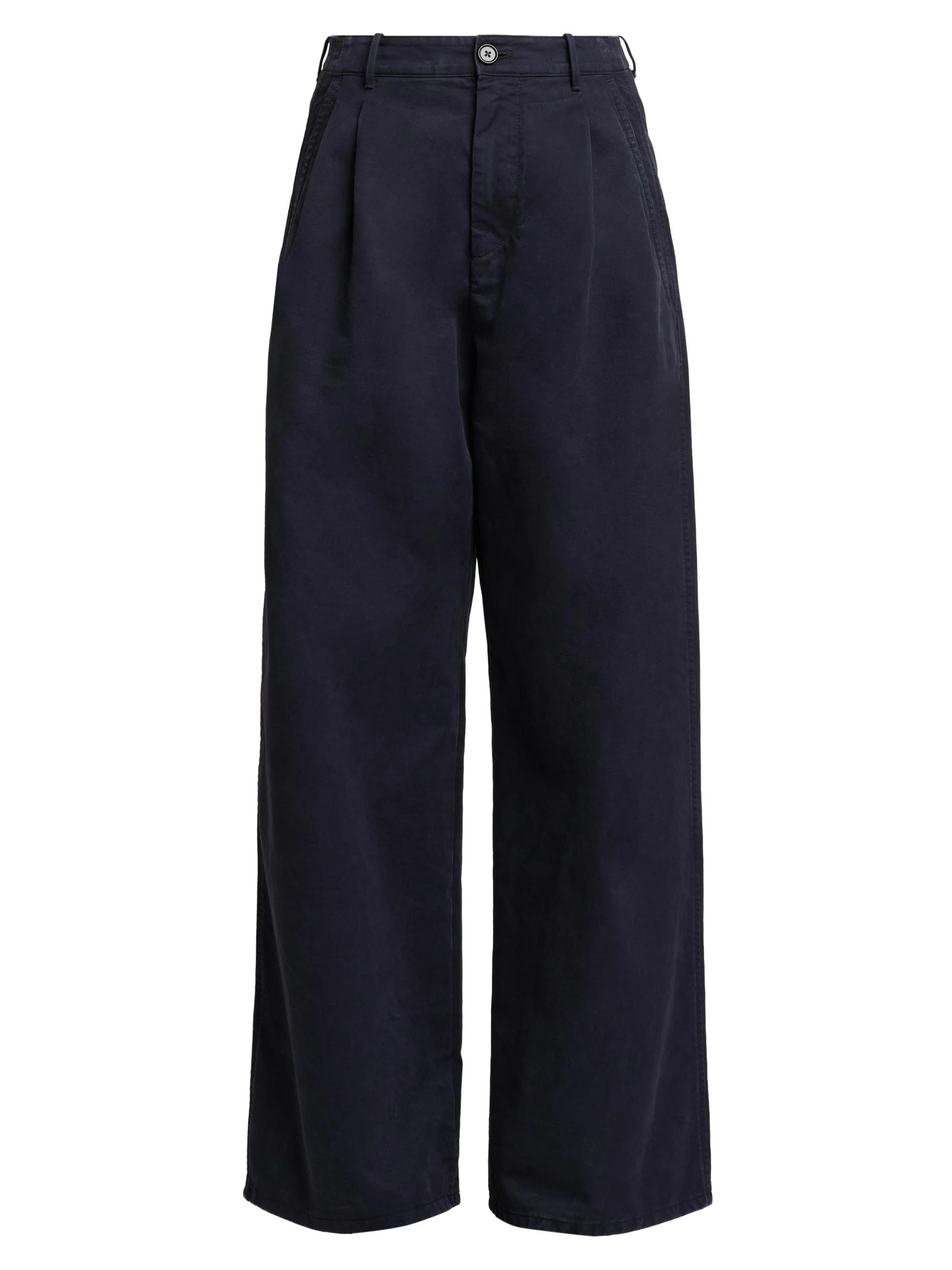 Women's Cotton Crease-Front Wide-Leg Trousers - Midnight - 1