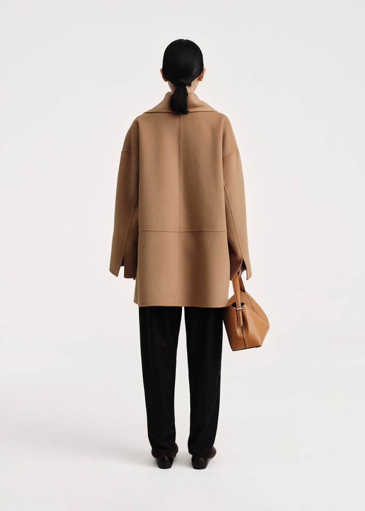 Double-breasted wool jacket camel - 4
