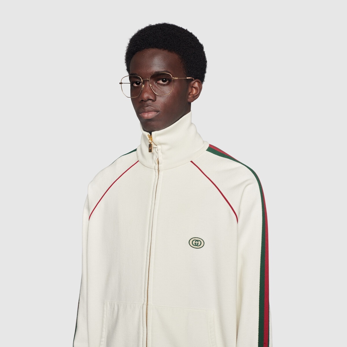 Jersey zip-up sweatshirt with Web - 6