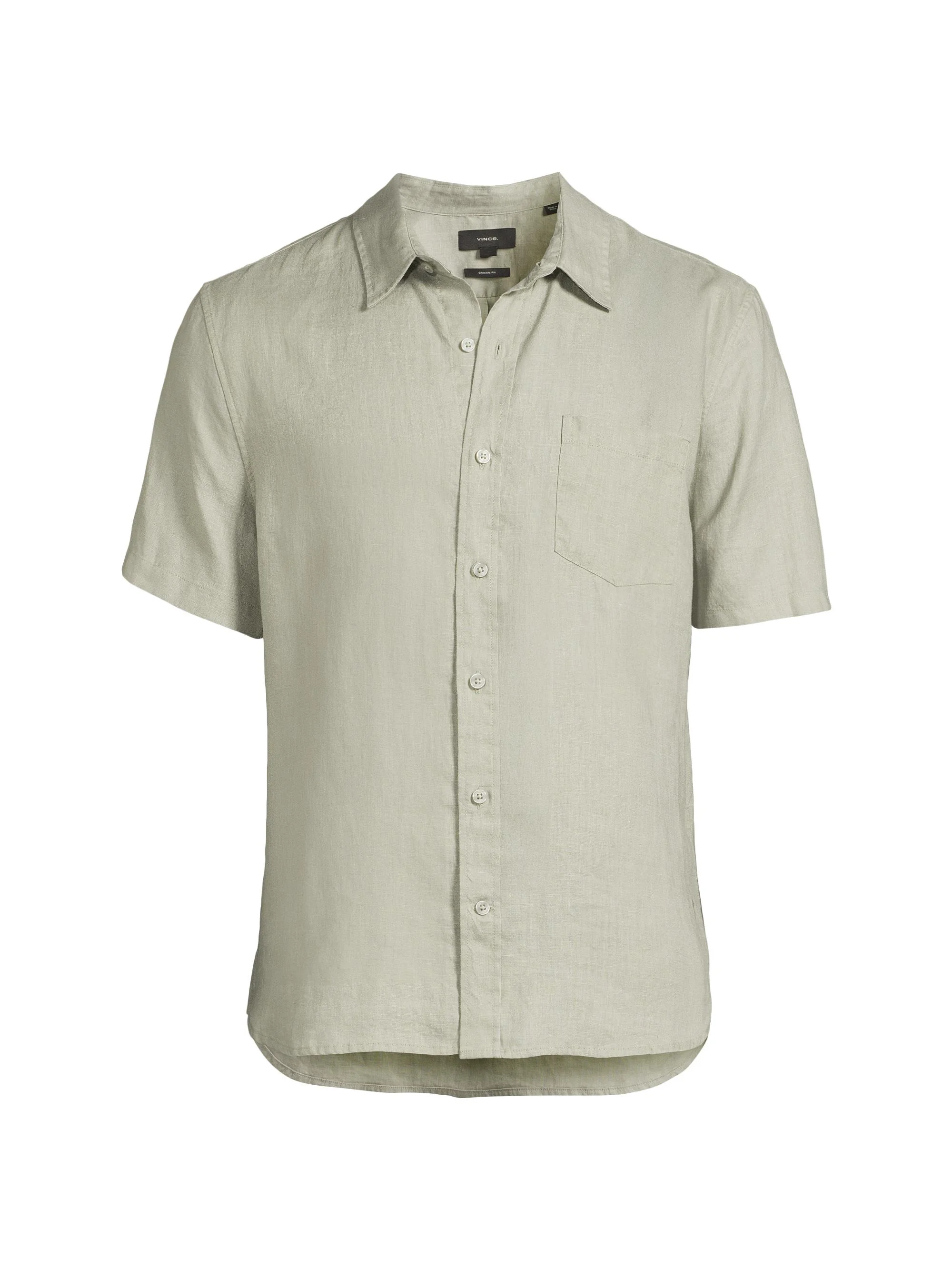 Men's Linen Short-Sleeve Button-Front Shirt - Matcha - 1