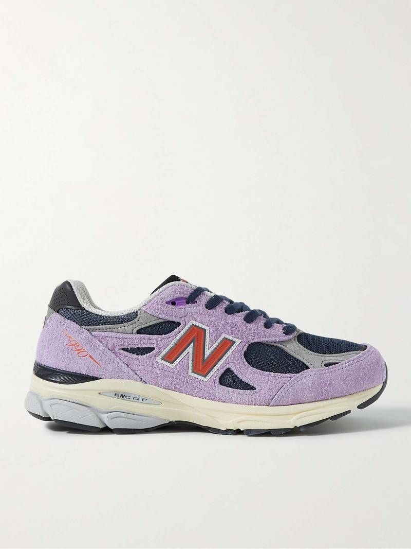 990v3 Leather-Trimmed Suede and Mesh Sneakers - 1